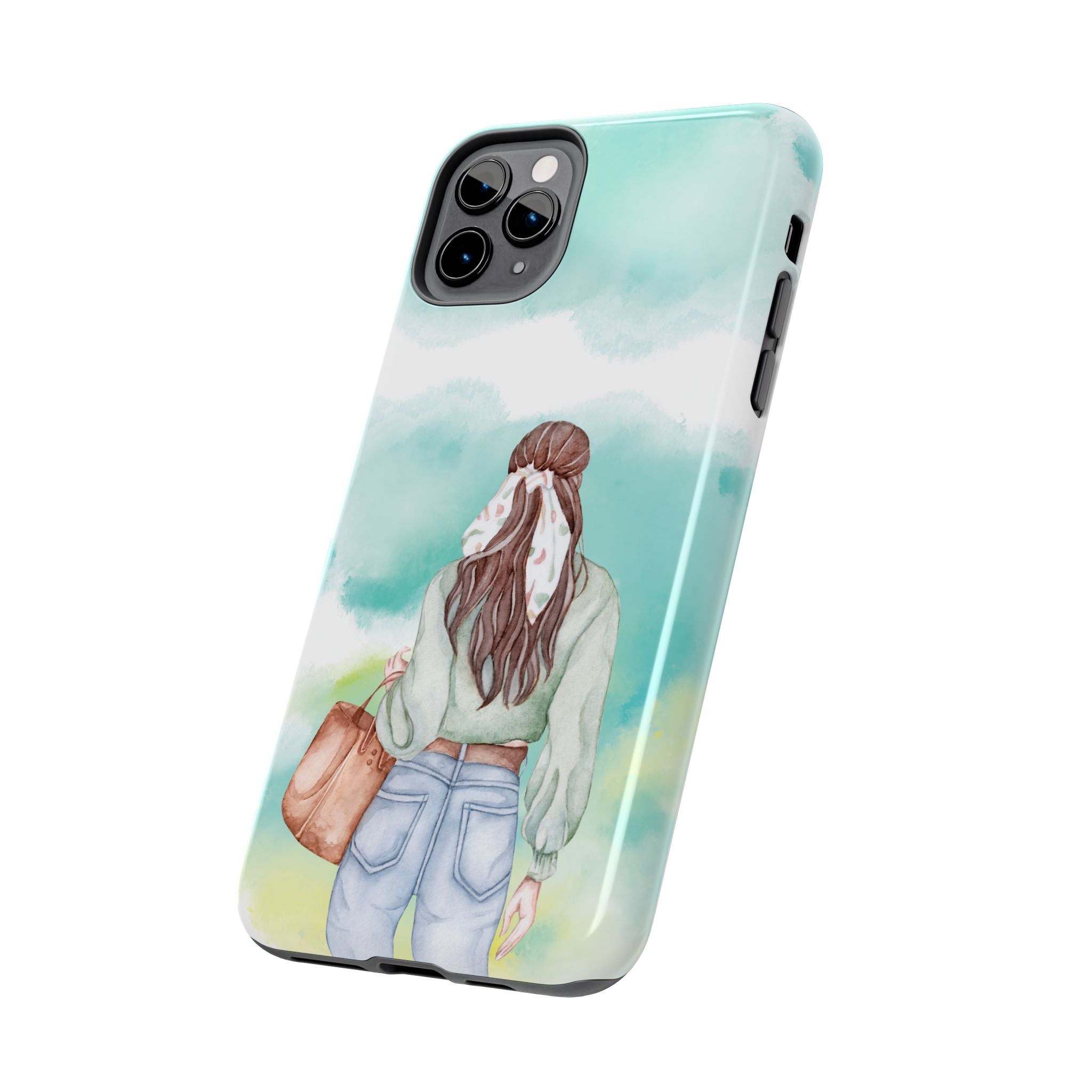 Watercolor Girl Tough Phone Case — Trendy Pastel Back-to-School Protective Cover