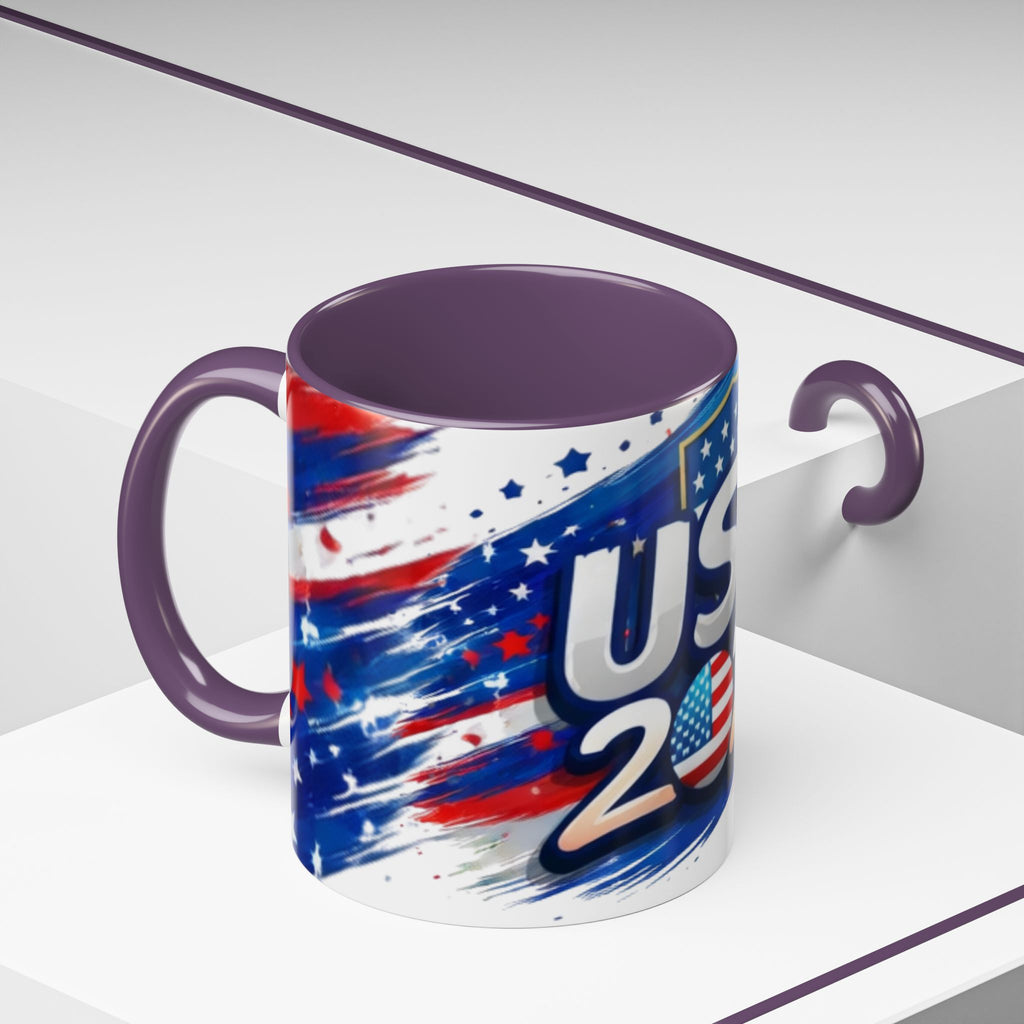 USA 2026 Flag Accent Coffee Mug — Patriotic Fourth of July Drinkware
