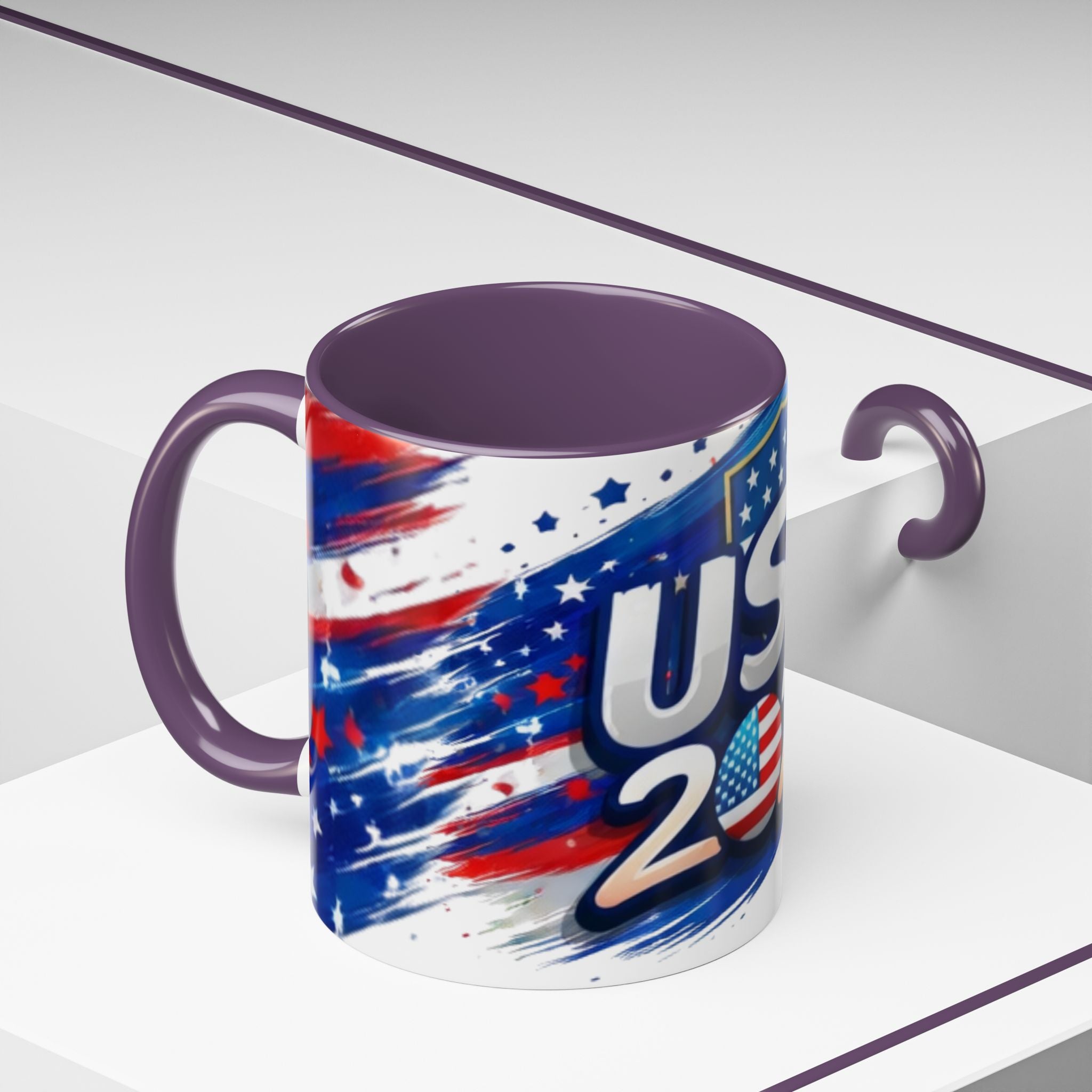 USA 2026 Flag Accent Coffee Mug — Patriotic Fourth of July Drinkware