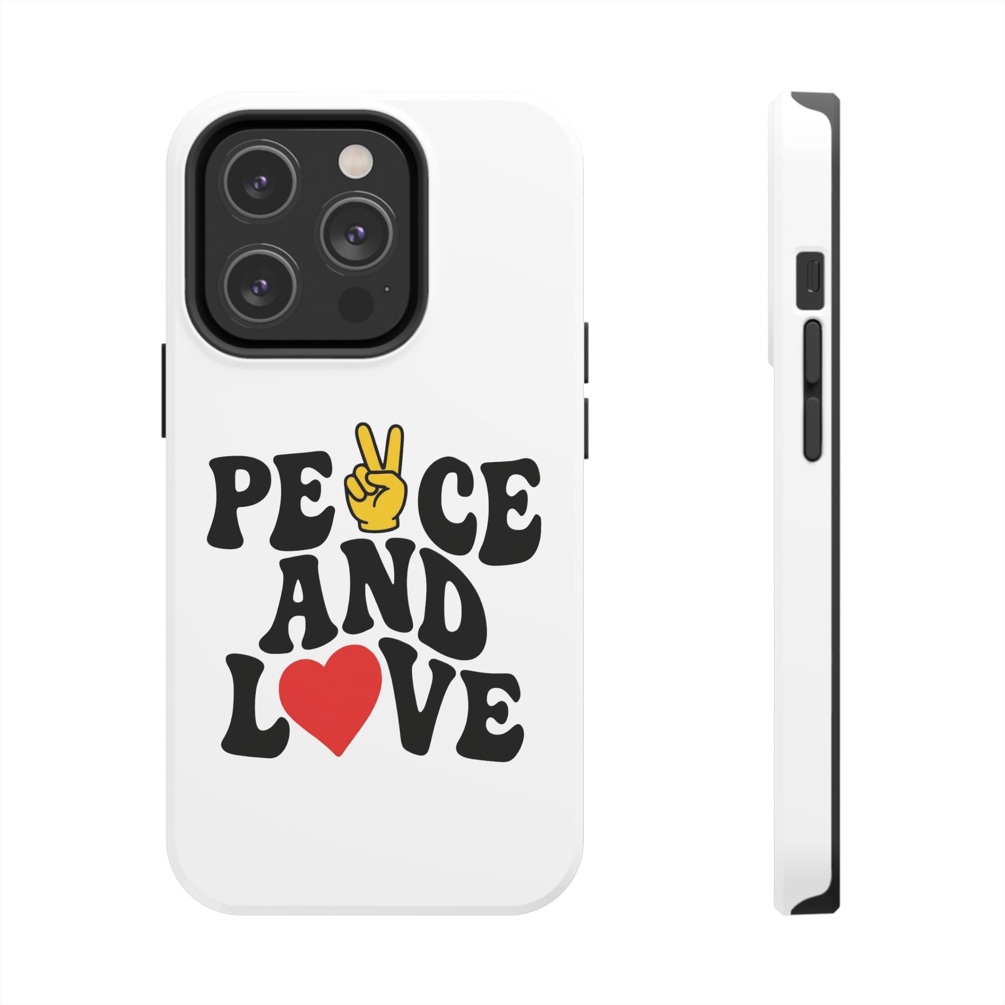 Peace and Love Tough Phone Case — Retro Peace Sign & Heart Protective Cover