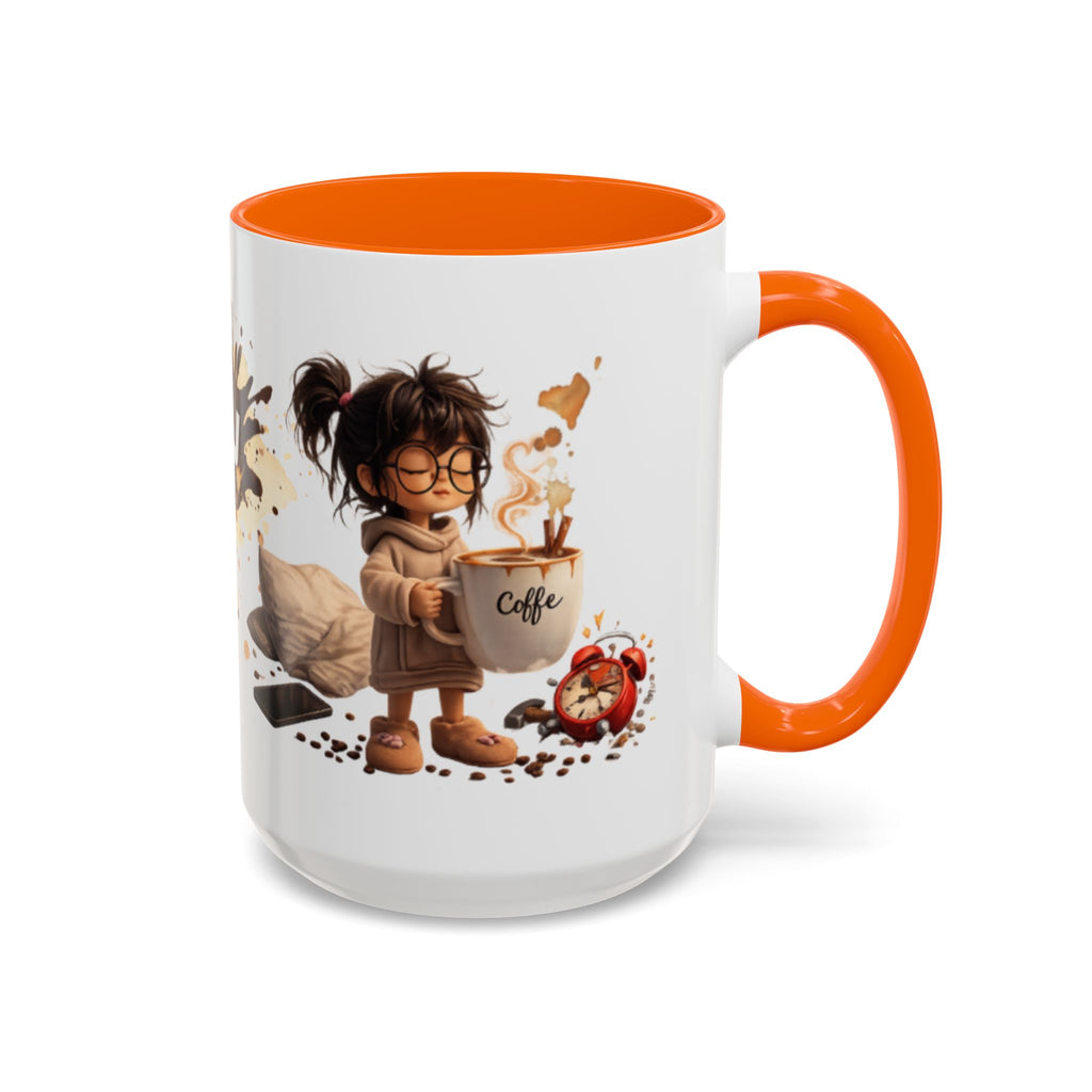 Cute Coffee Girl Accent Mug — Arabic Script Coffee Design (11/15oz)