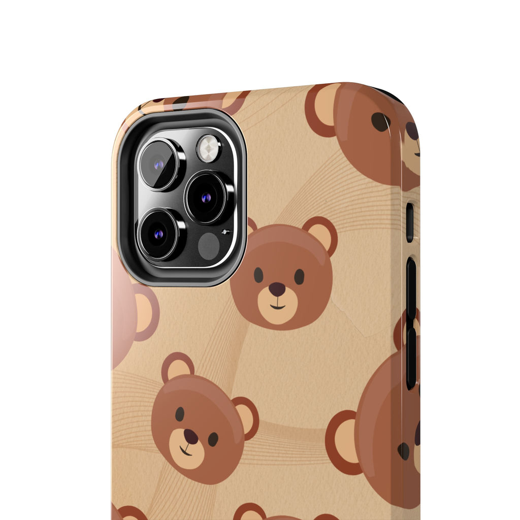 Bear Pattern Tough Phone Case — Cute Brown Bear Protective Phone Cover