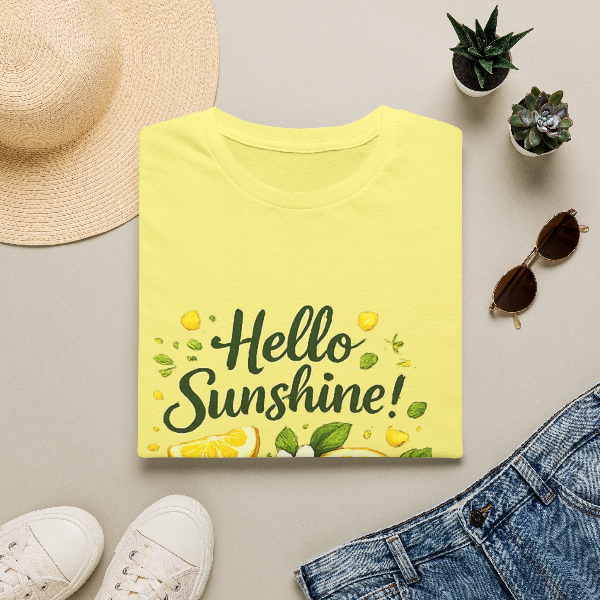 Hello Sunshine Uni Sex T-Shirt — Lemon Floral Summer Tee