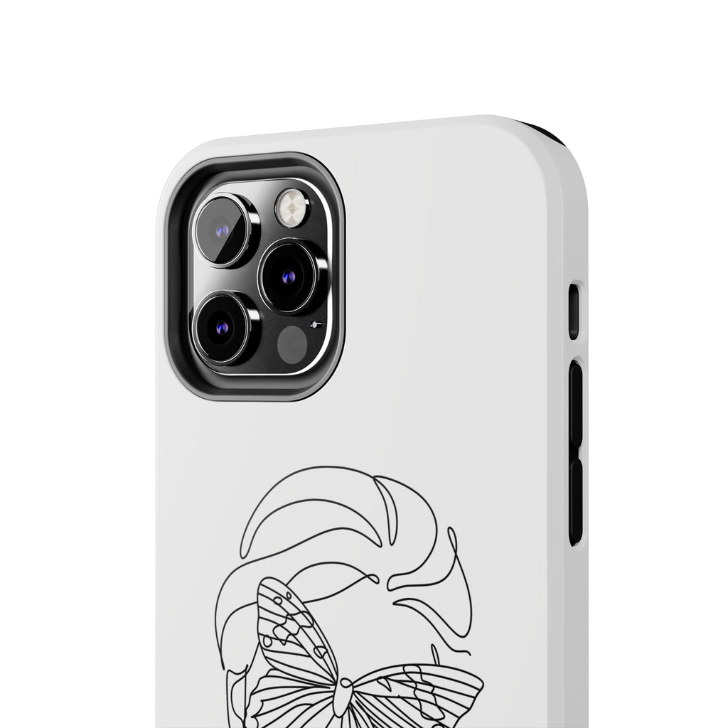 Butterfly Line Art Tough Phone Case — Minimalist Woman Face Design