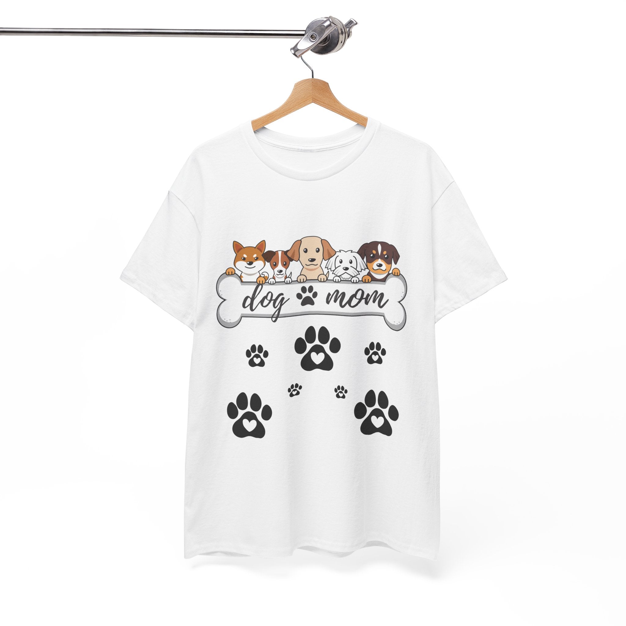 Dog Mom T-Shirt — Cute Paw Print & Cartoon Dogs Tee
