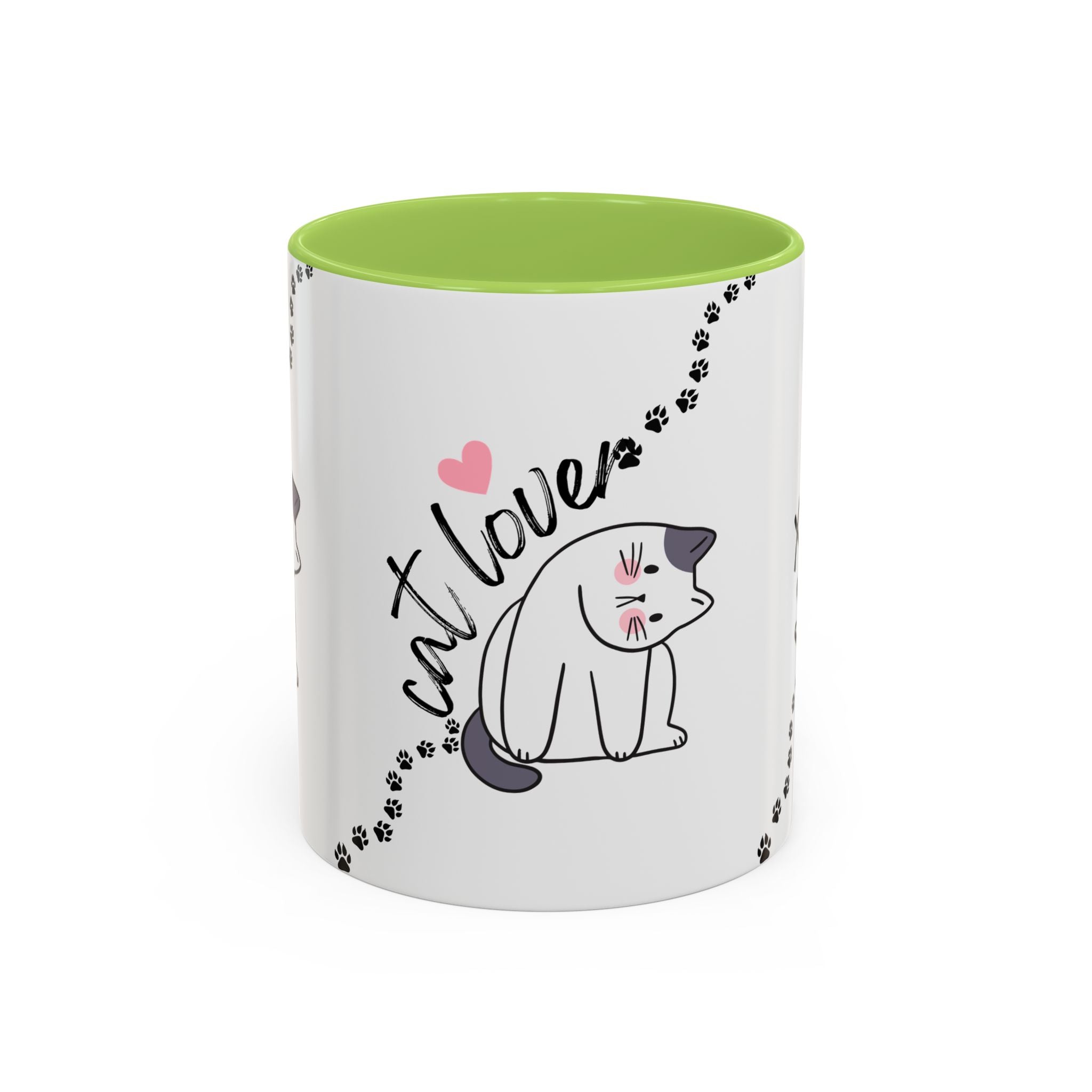 Cat Lover Coffee Mug — Cute Paw Print Accent Mug (11/15oz)