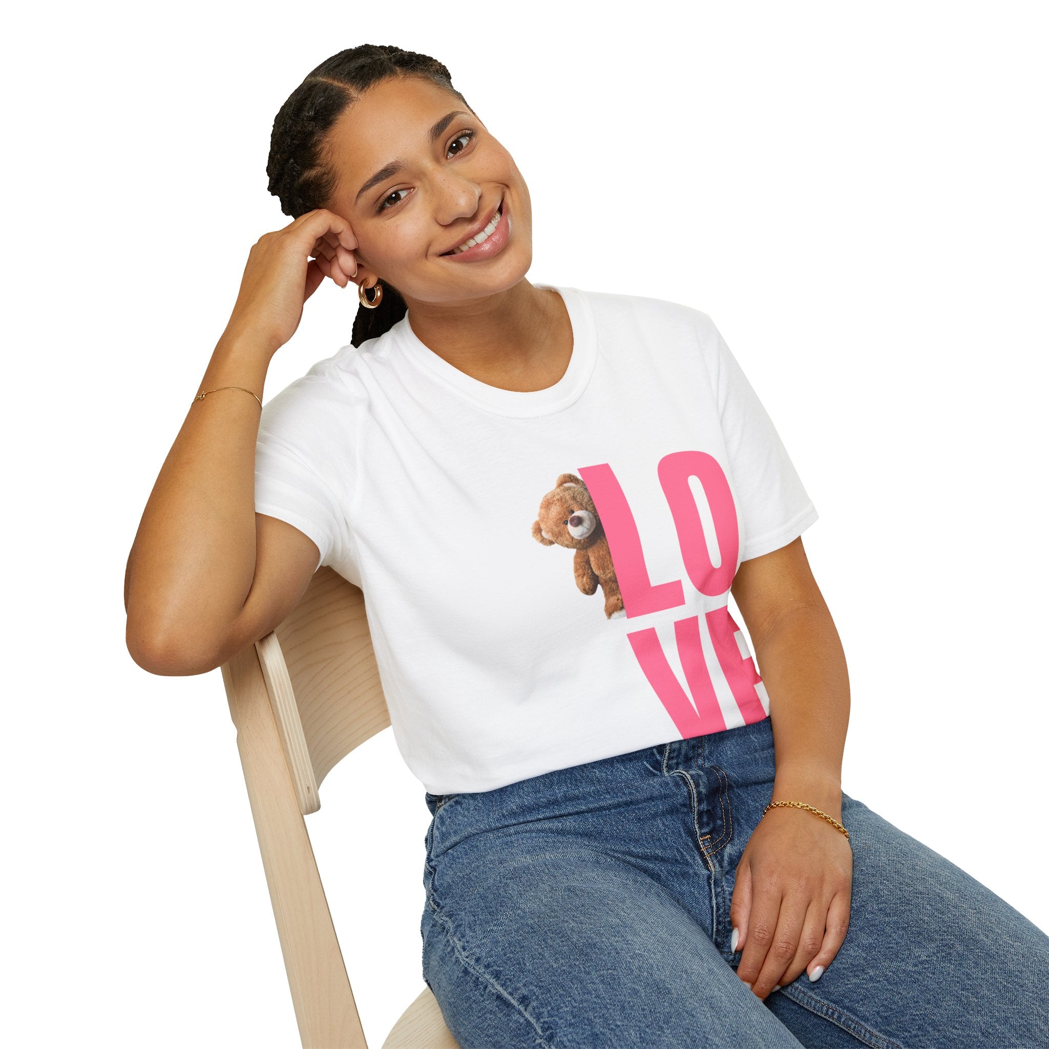 LOVE Teddy Bear T-Shirt — Cute Pink Love Graphic Tee for Valentine’s Day