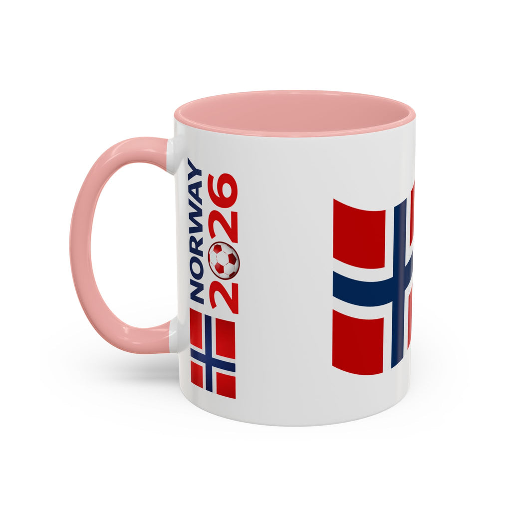 Norway Flag Accent Coffee Mug – Norway 2026 Soccer Fan Ceramic Mug (11/15oz)