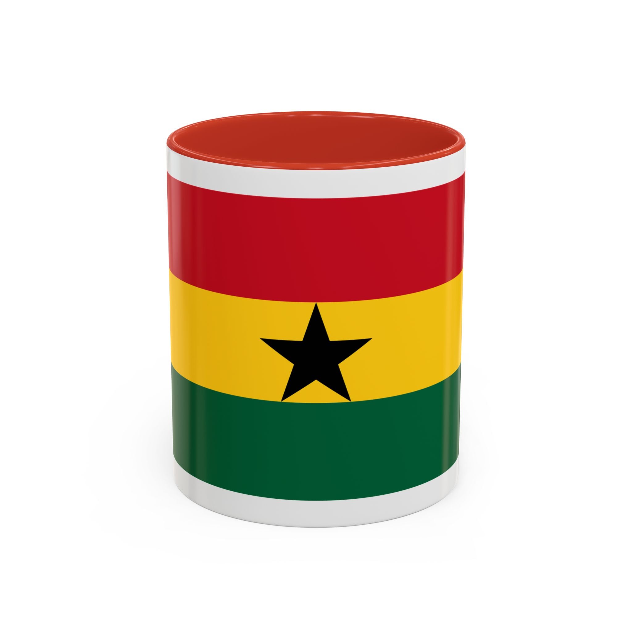 Ghana Flag Accent Coffee Mug – Black Star Red Yellow Green 11/15oz