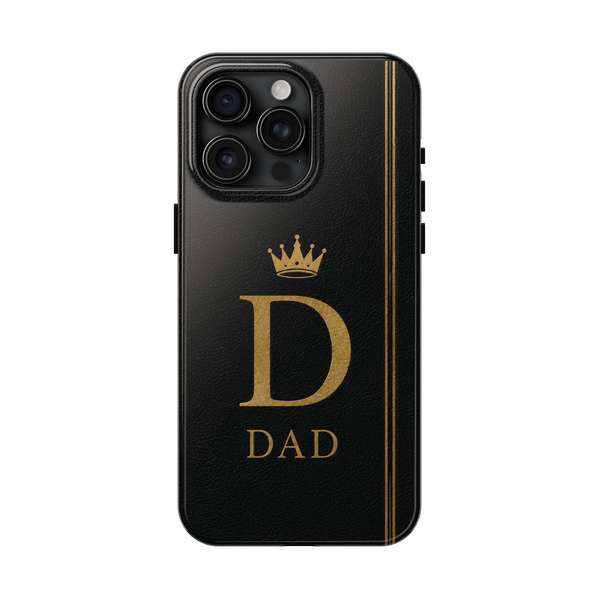 Dad Monogram Tough Phone Case — Black Gold Crown Initial