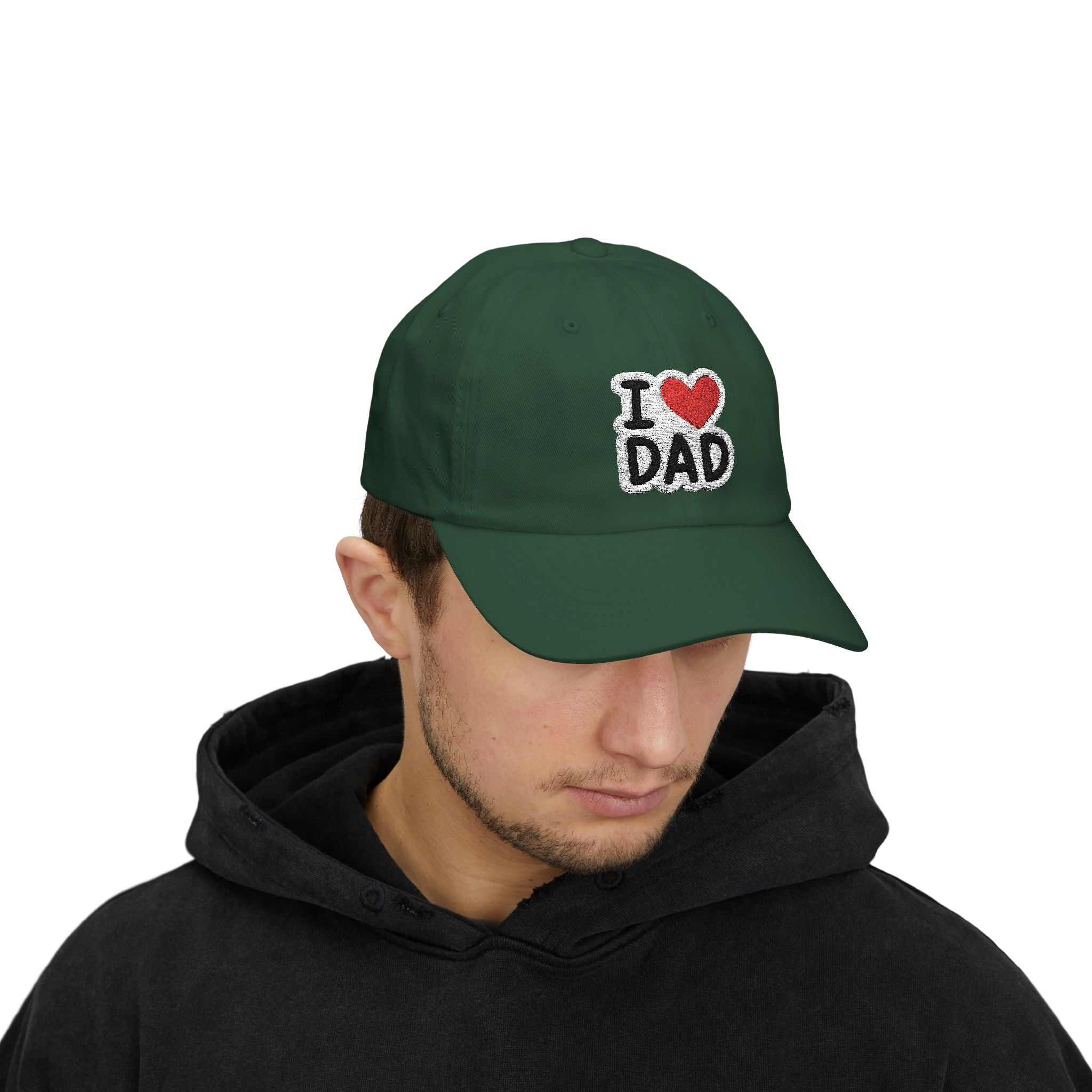 I  DAD Embroidered Dad Cap — Classic White Baseball Hat for Father’s Day