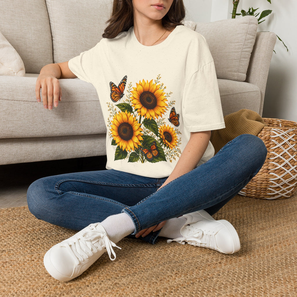 Sunflower & Monarch Butterfly T-Shirt — Floral Summer Tee