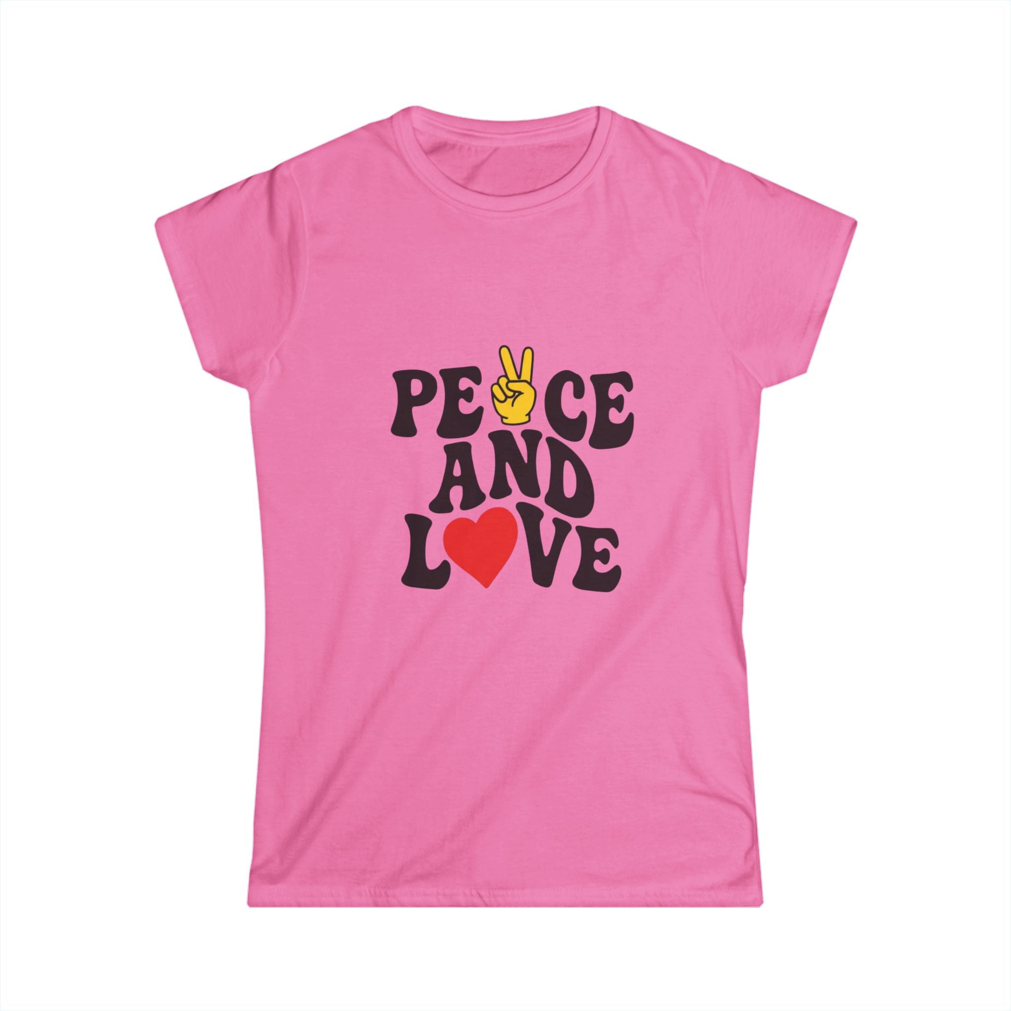 Peace and Love Women's Tee — Retro Heart & Peace Sign Graphic