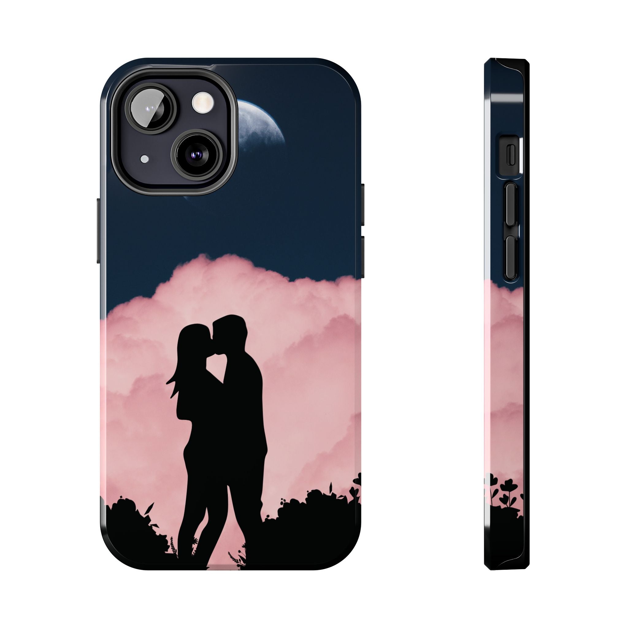 Tough Phone Case — Romantic Couple Silhouette with Moon & Pink Cloud