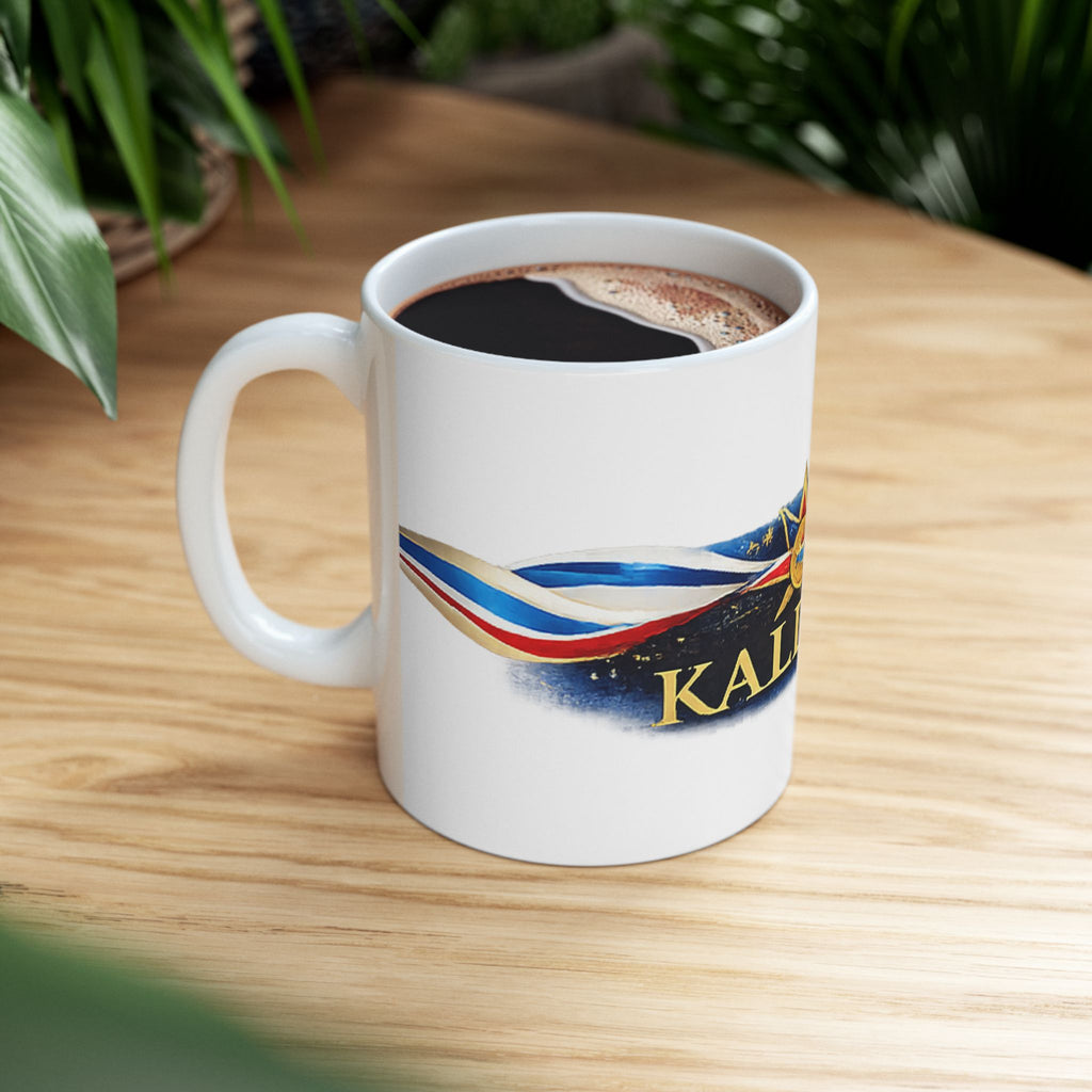 Kaldaya Ceramic Mug – Patriotic Star Emblem Coffee Cup (11oz)