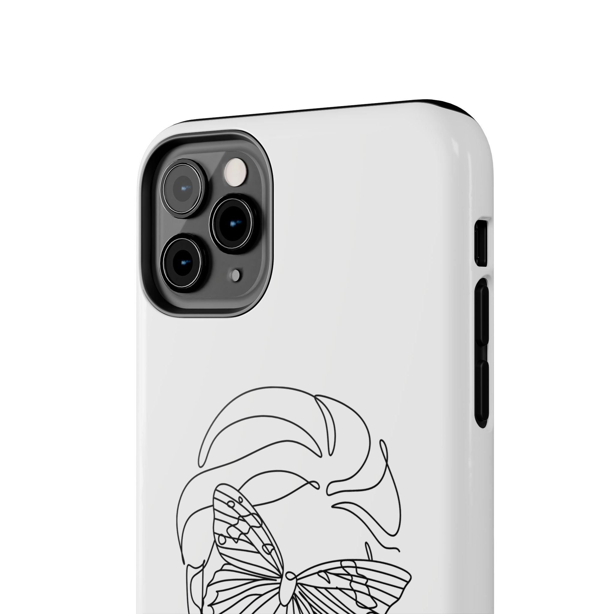 Butterfly Line Art Tough Phone Case — Minimalist Woman Face Design