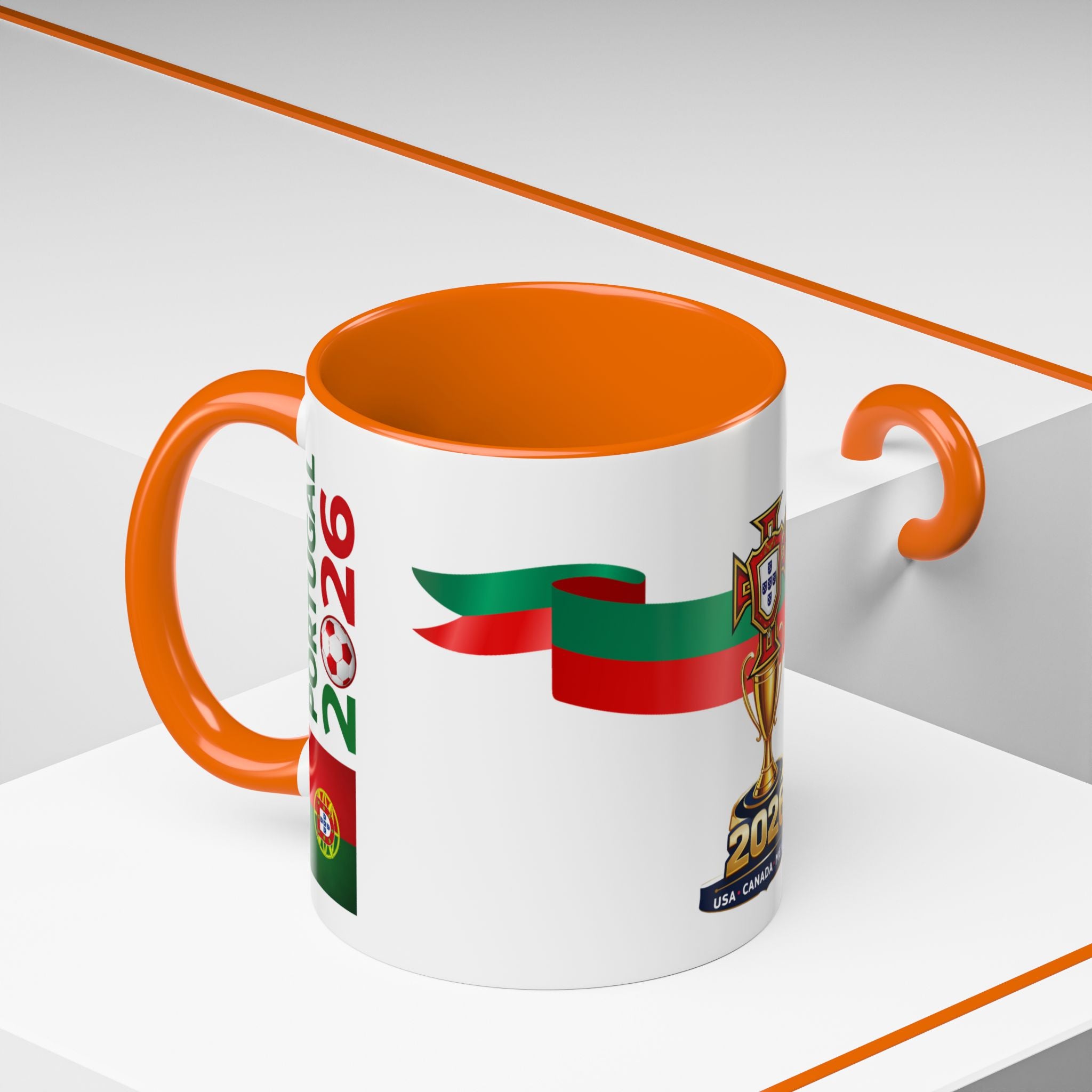 Portugal 2026 Soccer Cup Accent Coffee Mug – Portugal 2026 Trophy Design