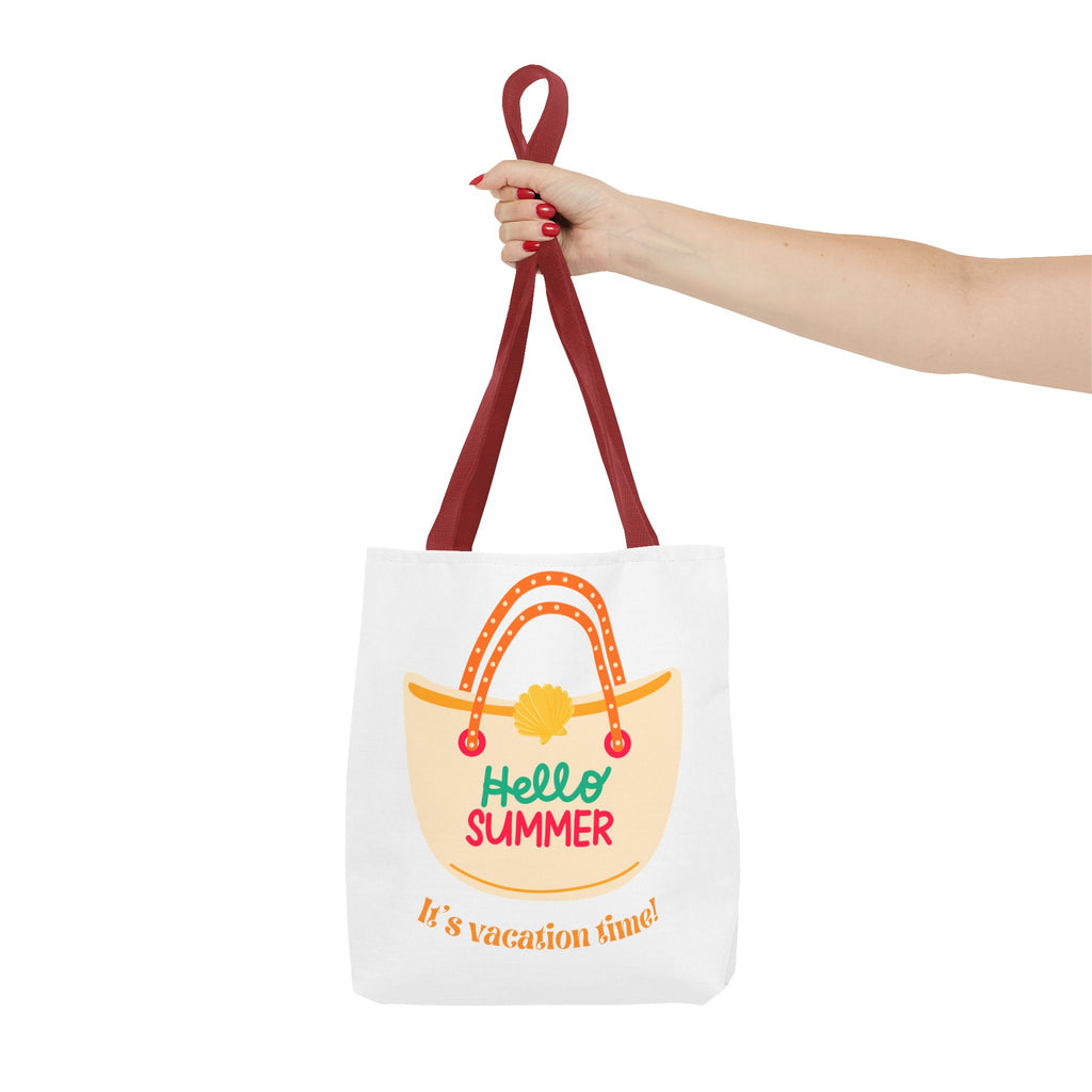 Hello Summer Tote Bag — "It's Vacation Time!" Beach Canvas Tote