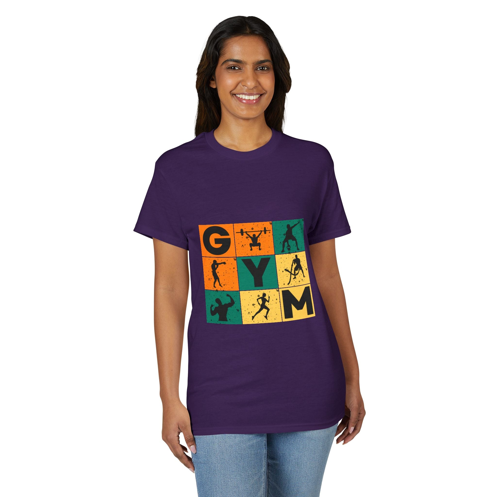 Gym Blocks Graphic T-Shirt — Retro Fitness Silhouette Tee