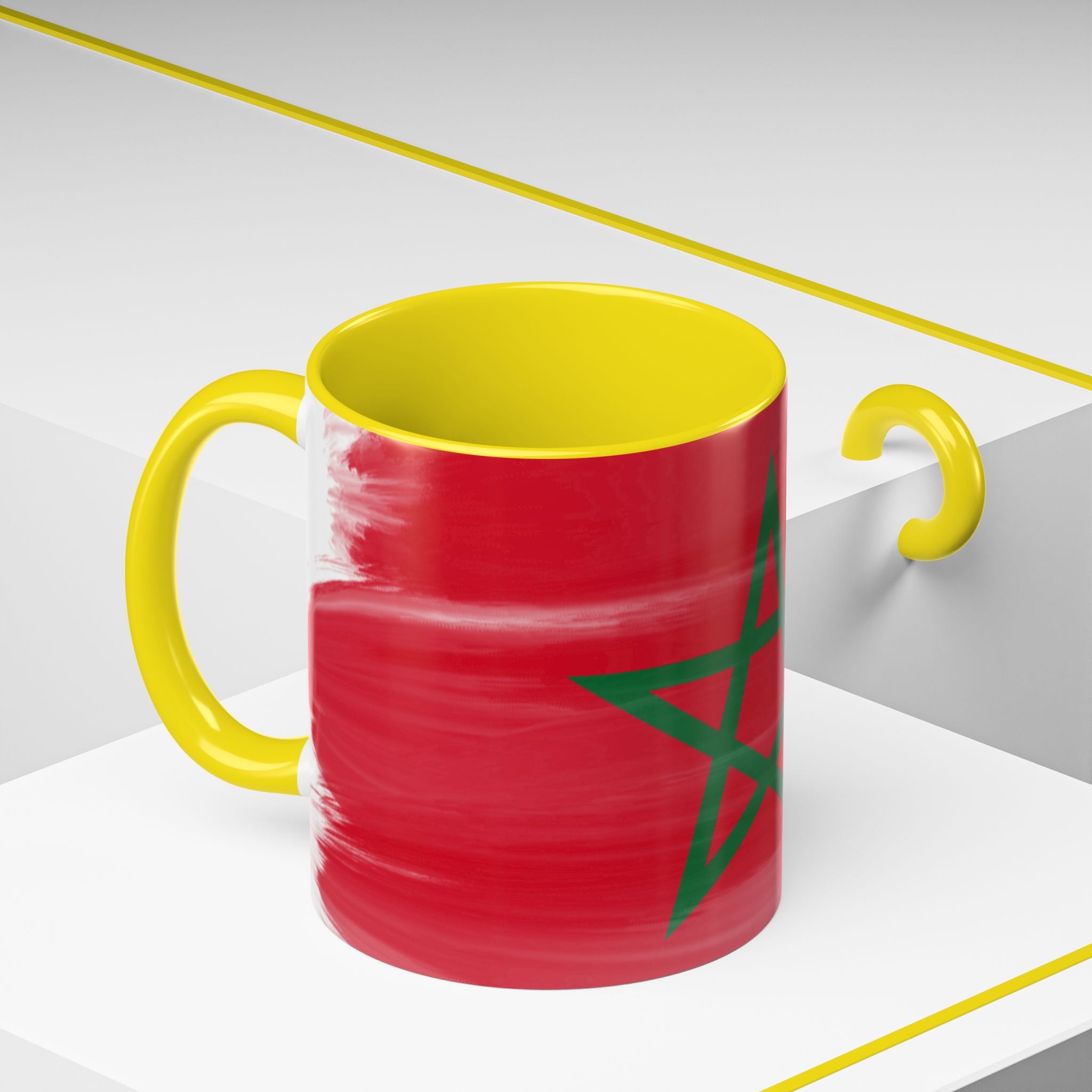 Morocco Flag Accent Coffee Mug — Red & Green Moroccan Star Design (11/15oz)