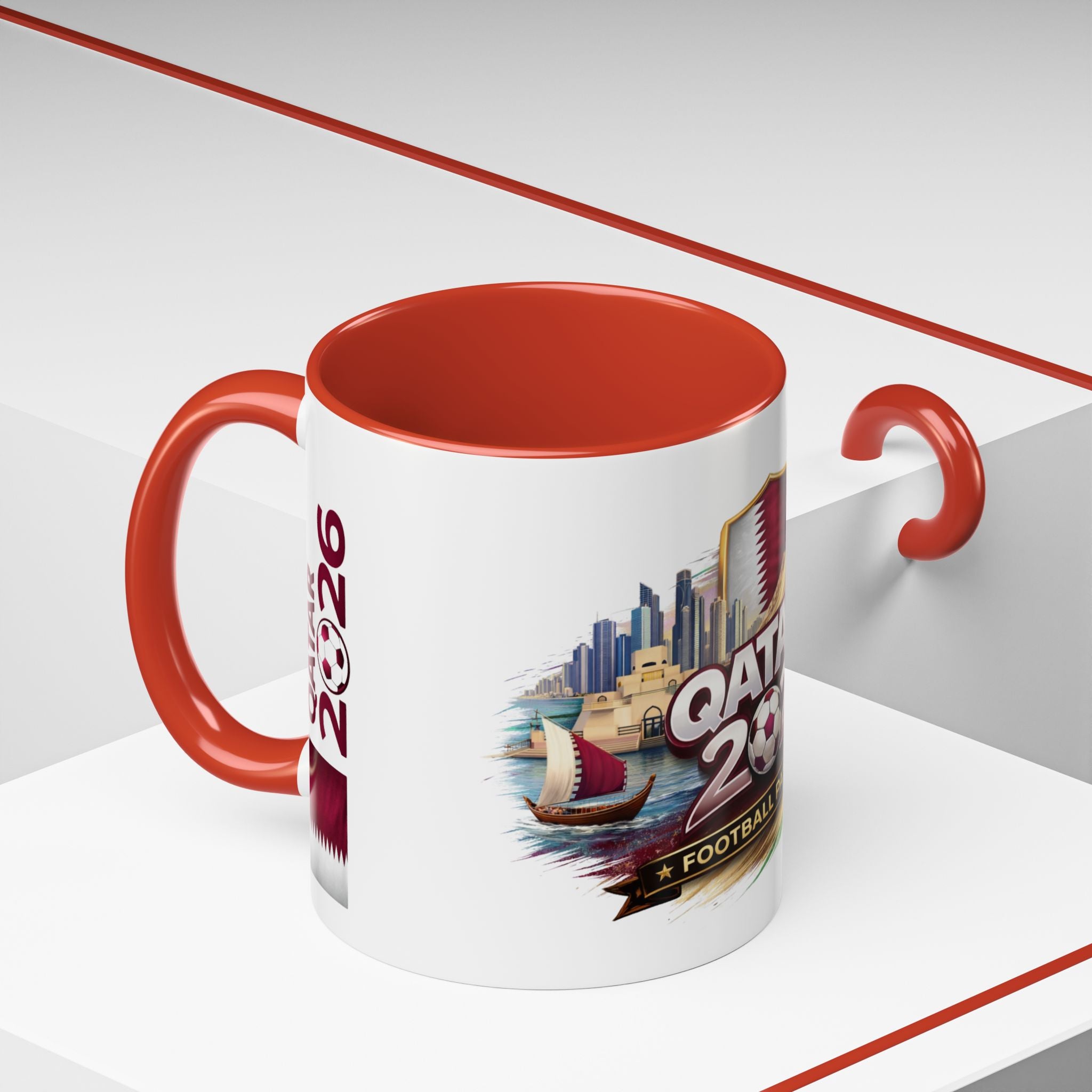 Qatar 2026 Football Passion Accent Coffee Mug (11/15oz)