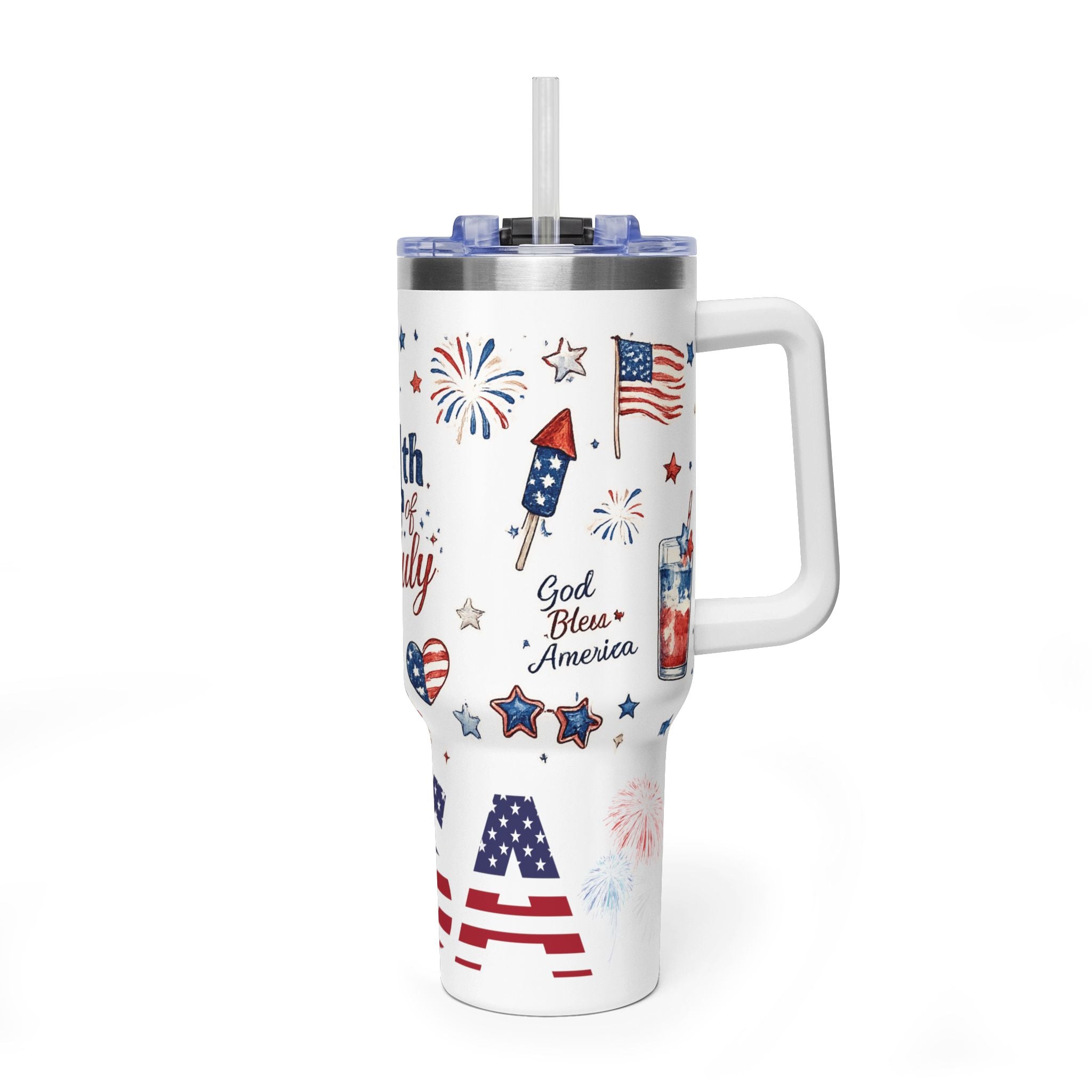 4th of July USA Vacuum Tumbler — 40oz Patriotic Thermal Cup