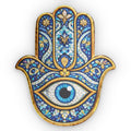 Hamsa Eye Throw Pillow — Blue Mosaic Evil Eye Decorative Cushion