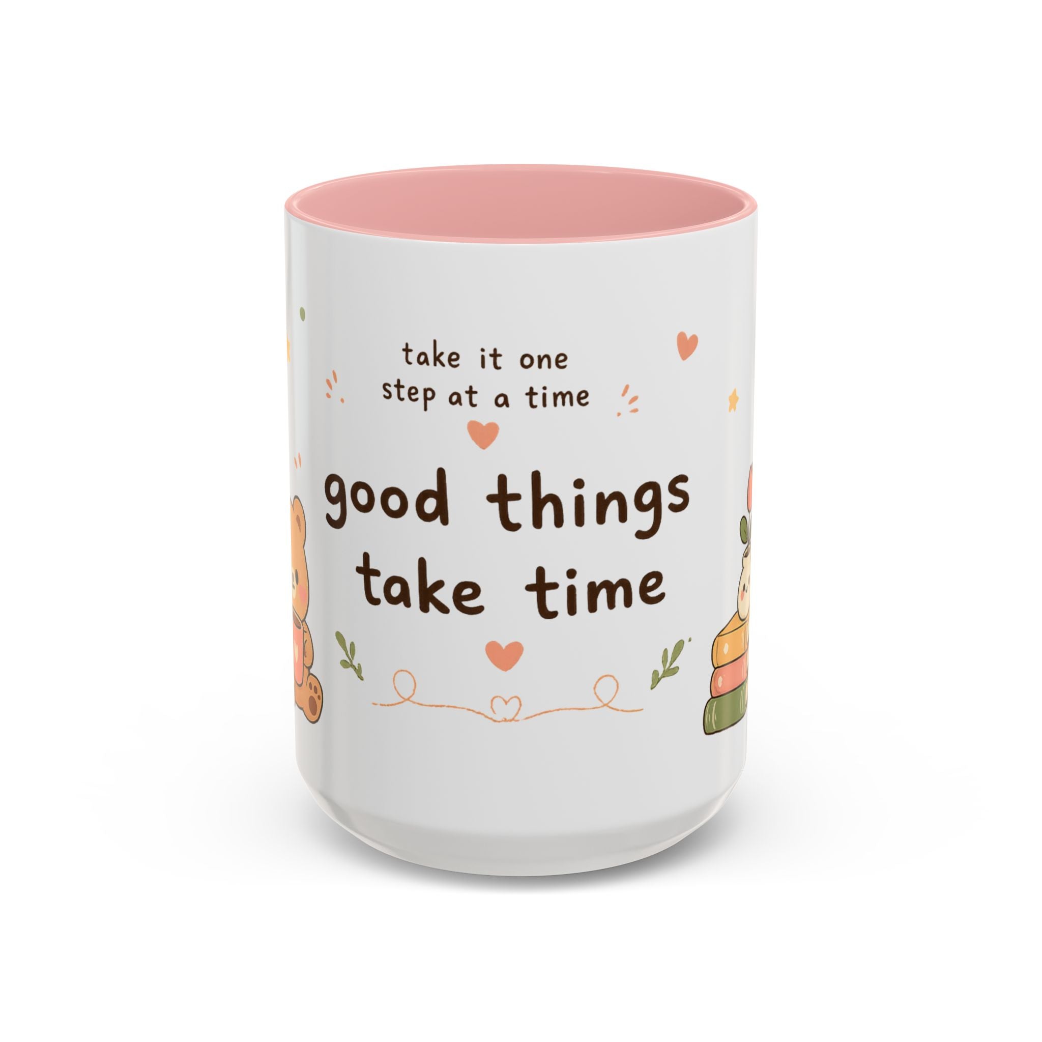Inspirational Accent Coffee Mug — "Good Things Take Time" Motivational Ceramic Mug