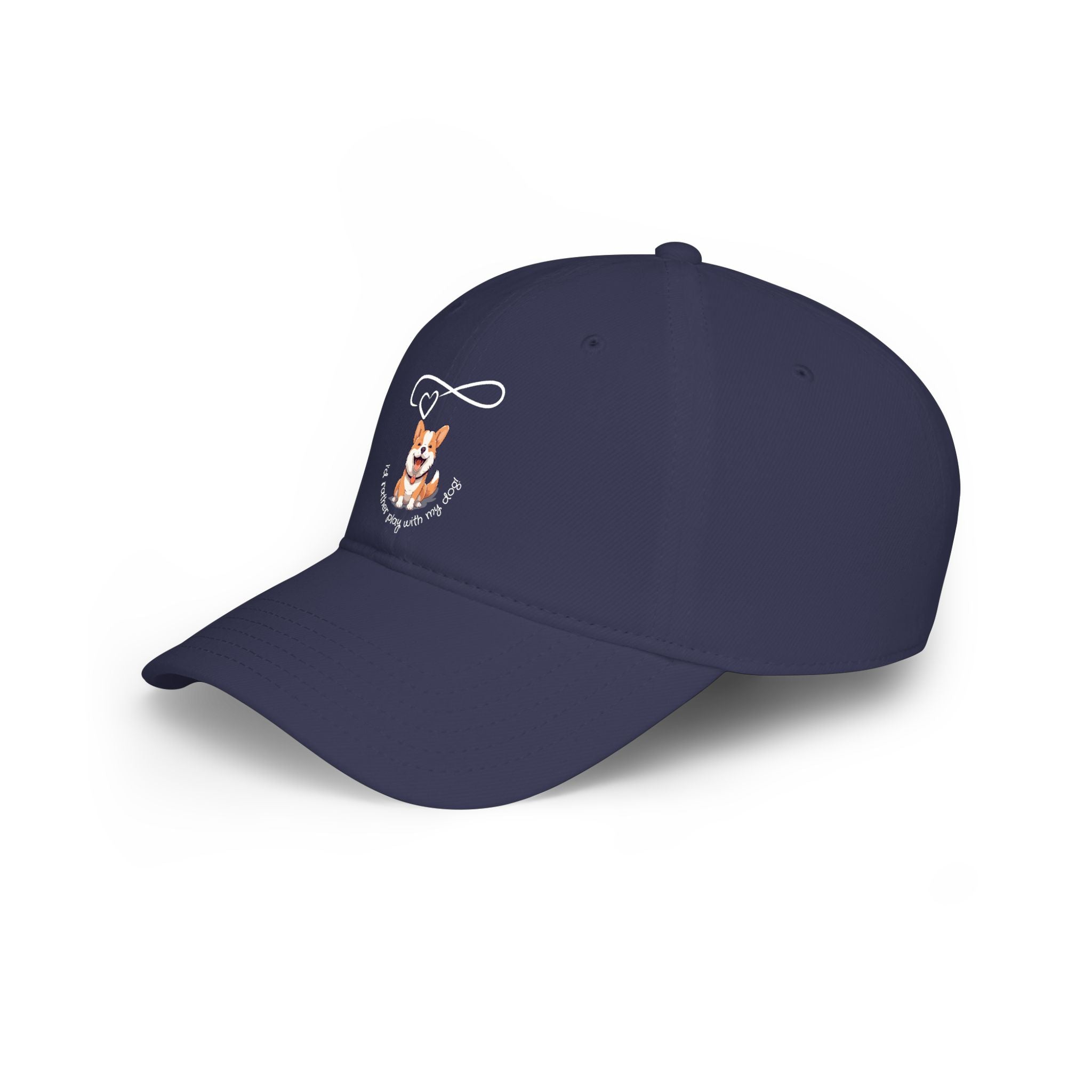 Corgi Pawprints Low Profile Baseball Cap — "My Rescue Dog Has My Heart" Red Cap