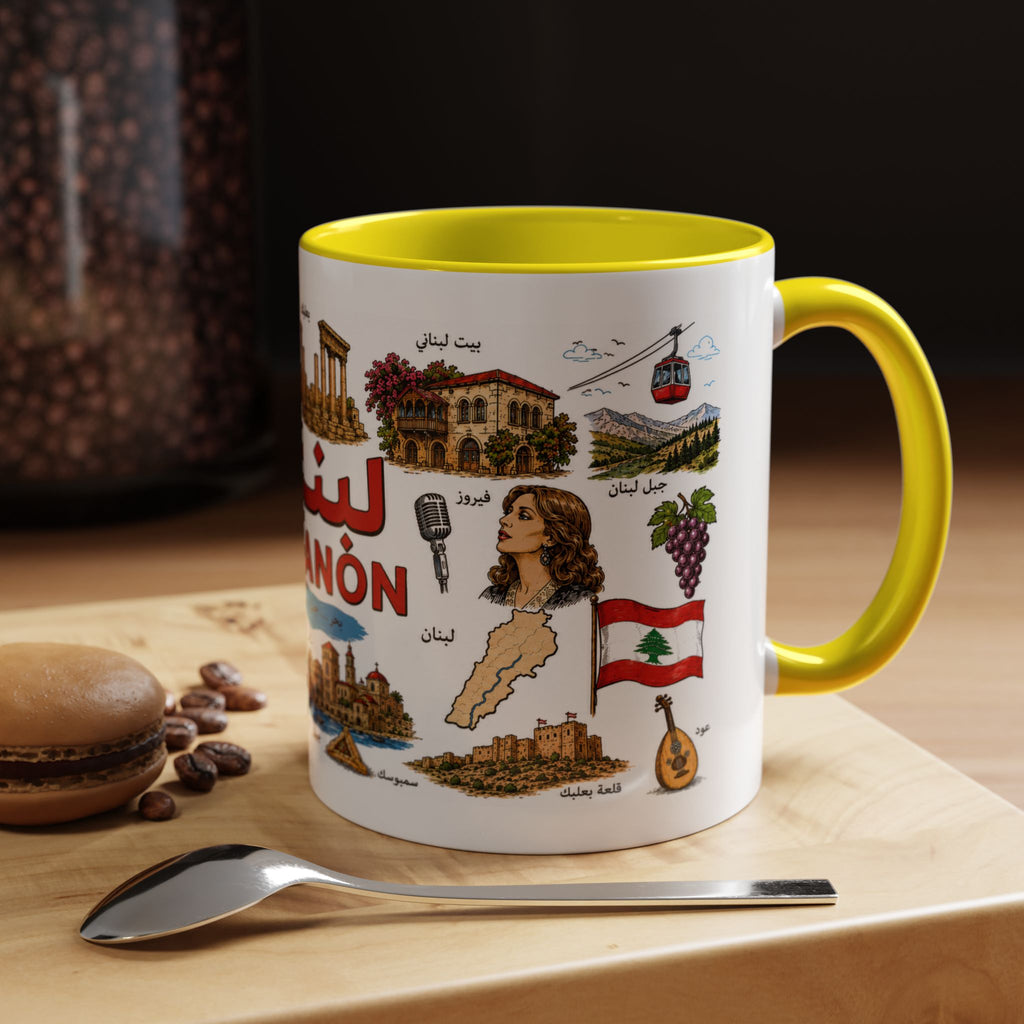 Lebanon Accent Coffee Mug – Vintage Lebanese Landmarks & Icons (11oz)