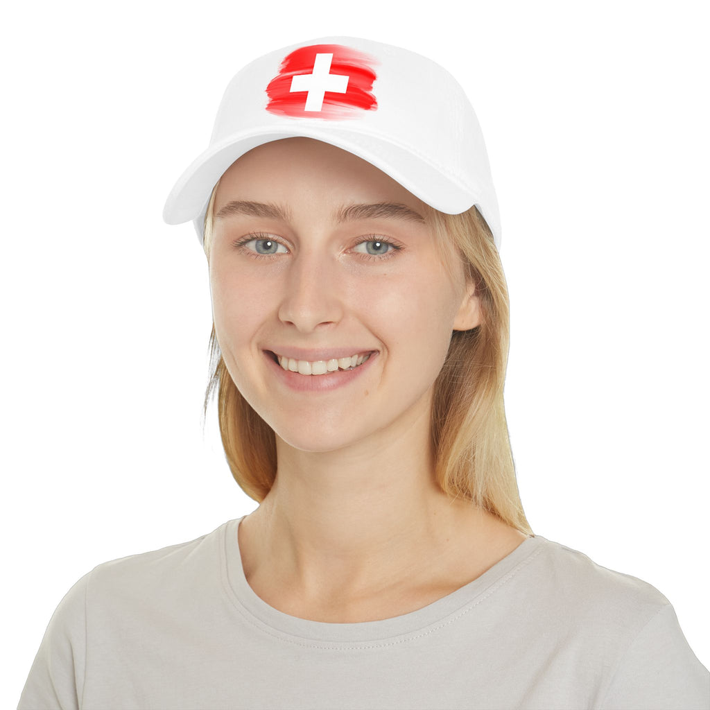 Switzerland Flag Paint Stroke Cap — Low Profile Baseball Hat