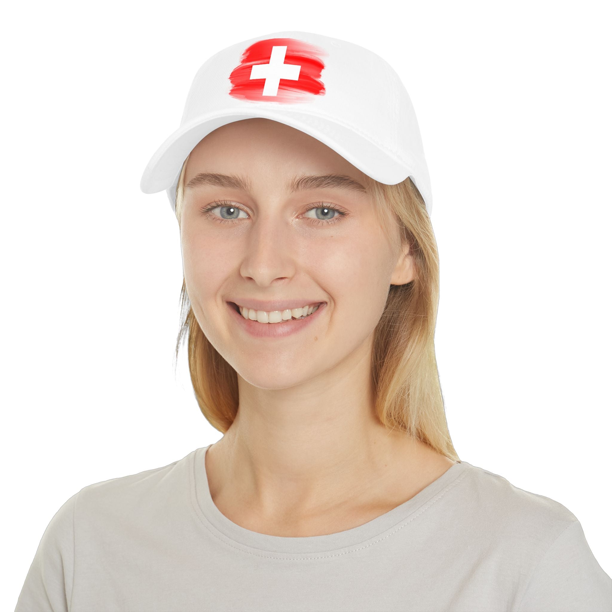 Switzerland Flag Paint Stroke Cap — Low Profile Baseball Hat