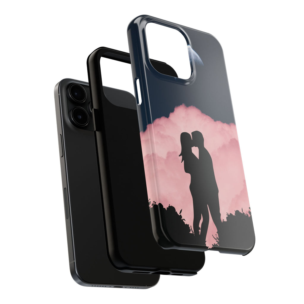Tough Phone Case — Romantic Couple Silhouette with Moon & Pink Cloud