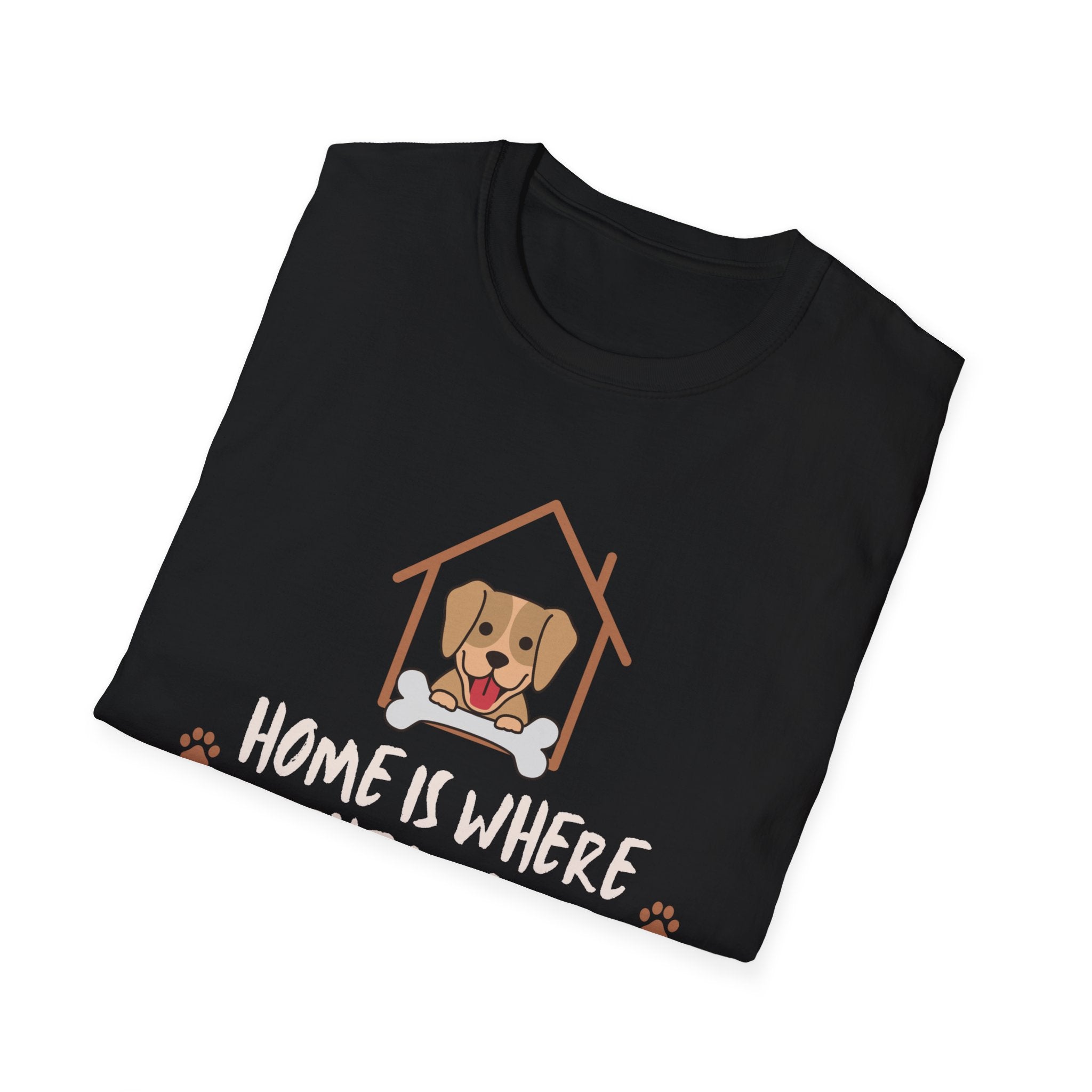 Dog Lover T-Shirt — "Home Is Where The Dog Is" Paw Print Tee