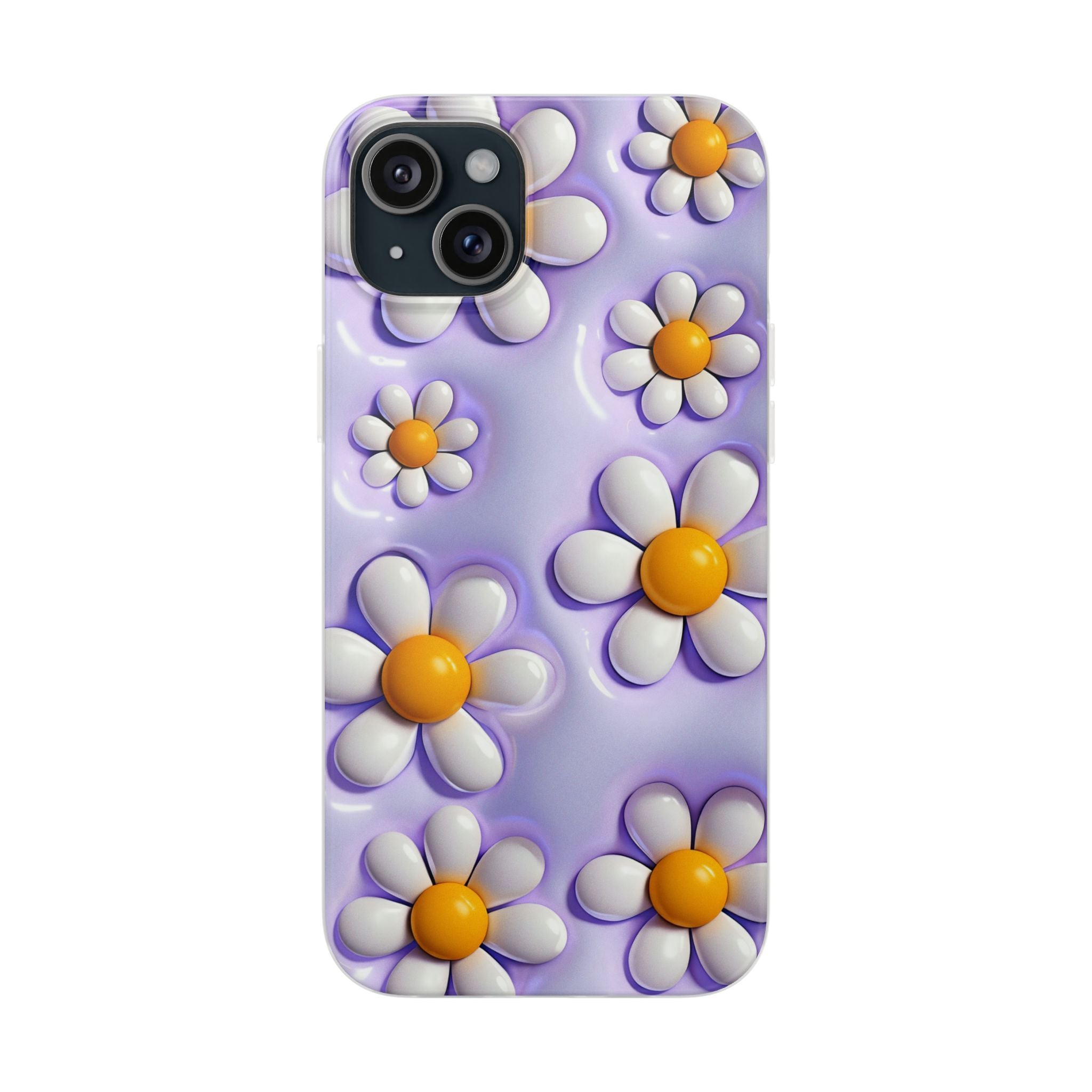 Purple 3D Daisy Phone Case – Cute Floral iPhone Flexi Case