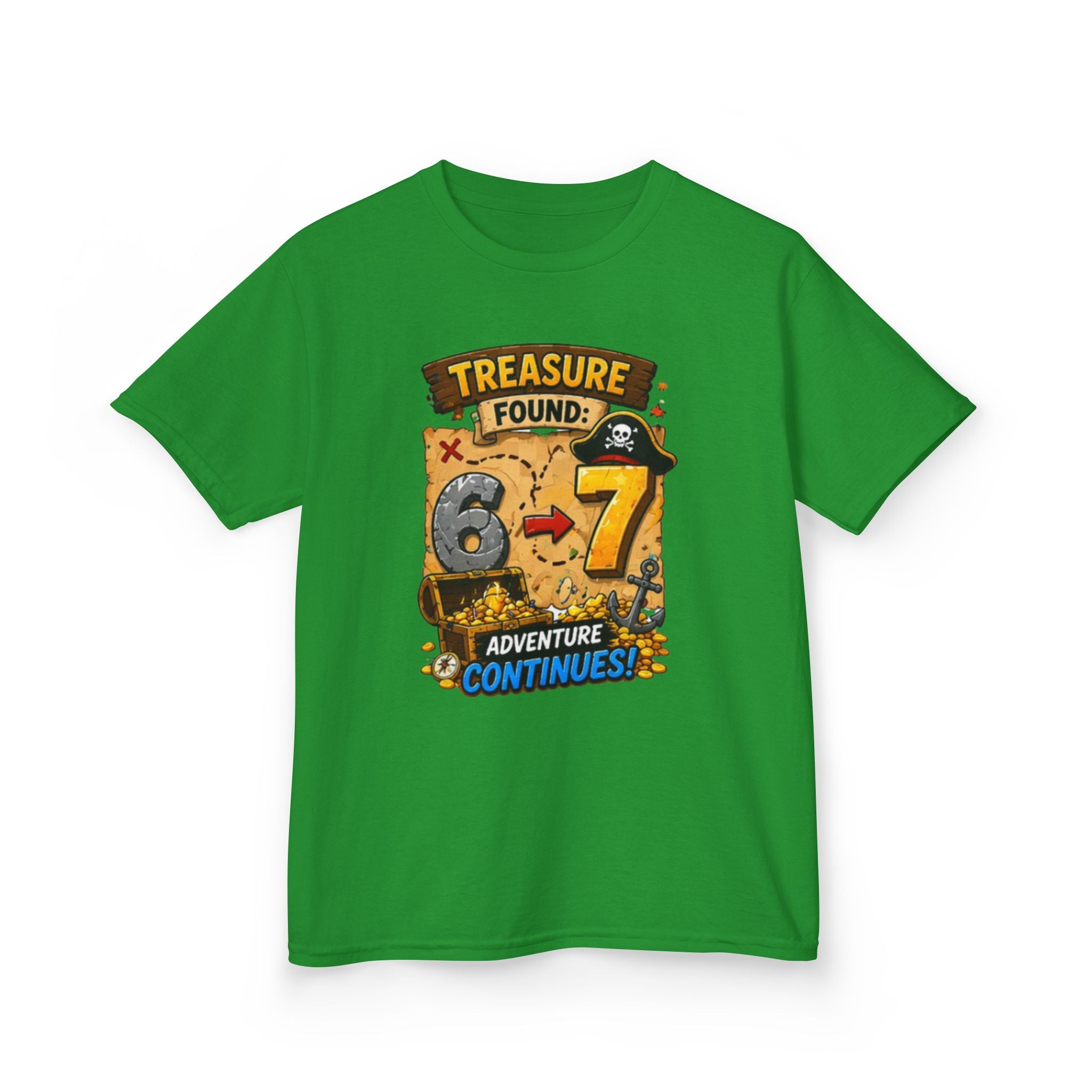 Kids T-Shirt - "Treasure Found: 6-7 Adventure Continues" Pirate Birthday Tee