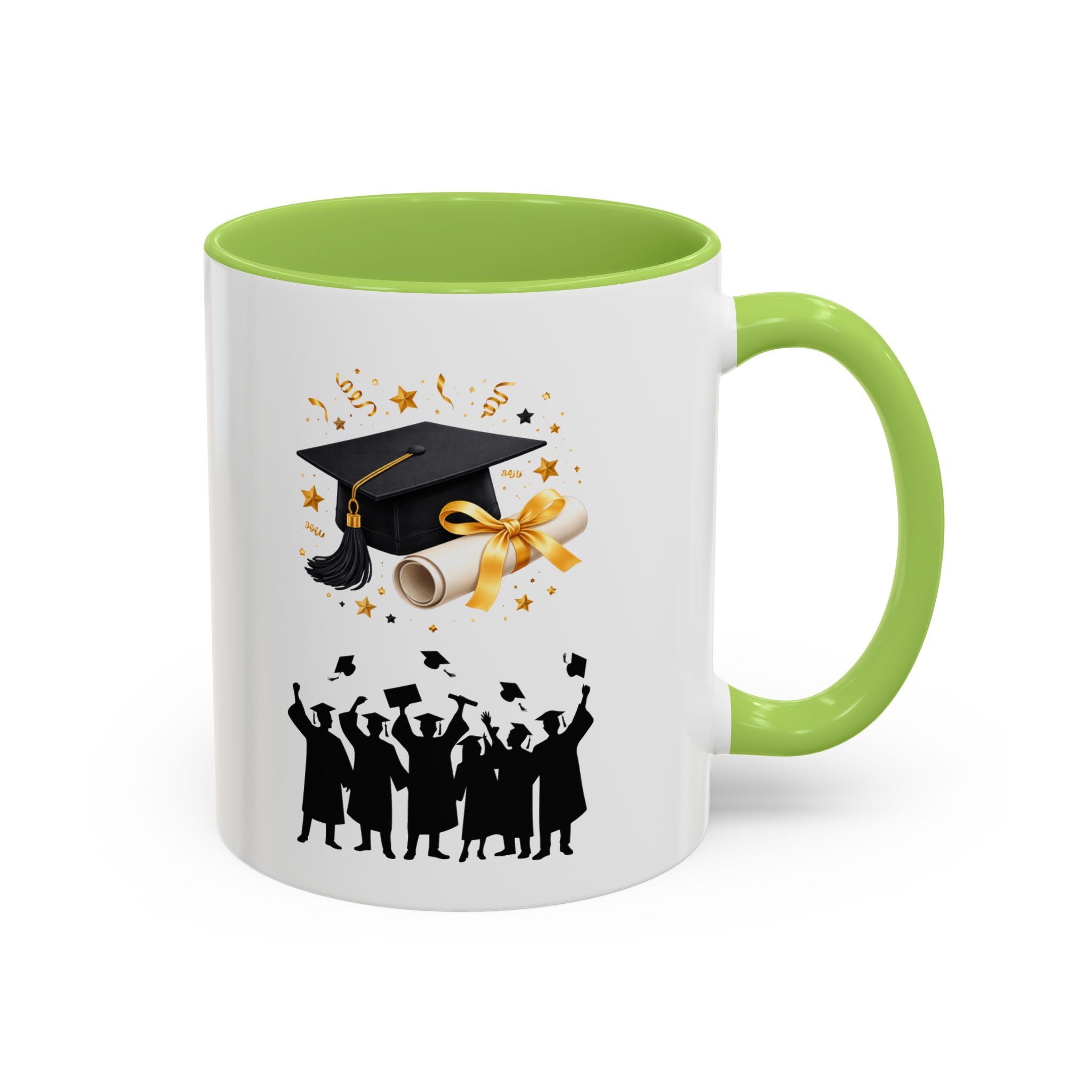 Graduation Celebration Coffee Mug — Cap, Diploma & Tossed Caps Design