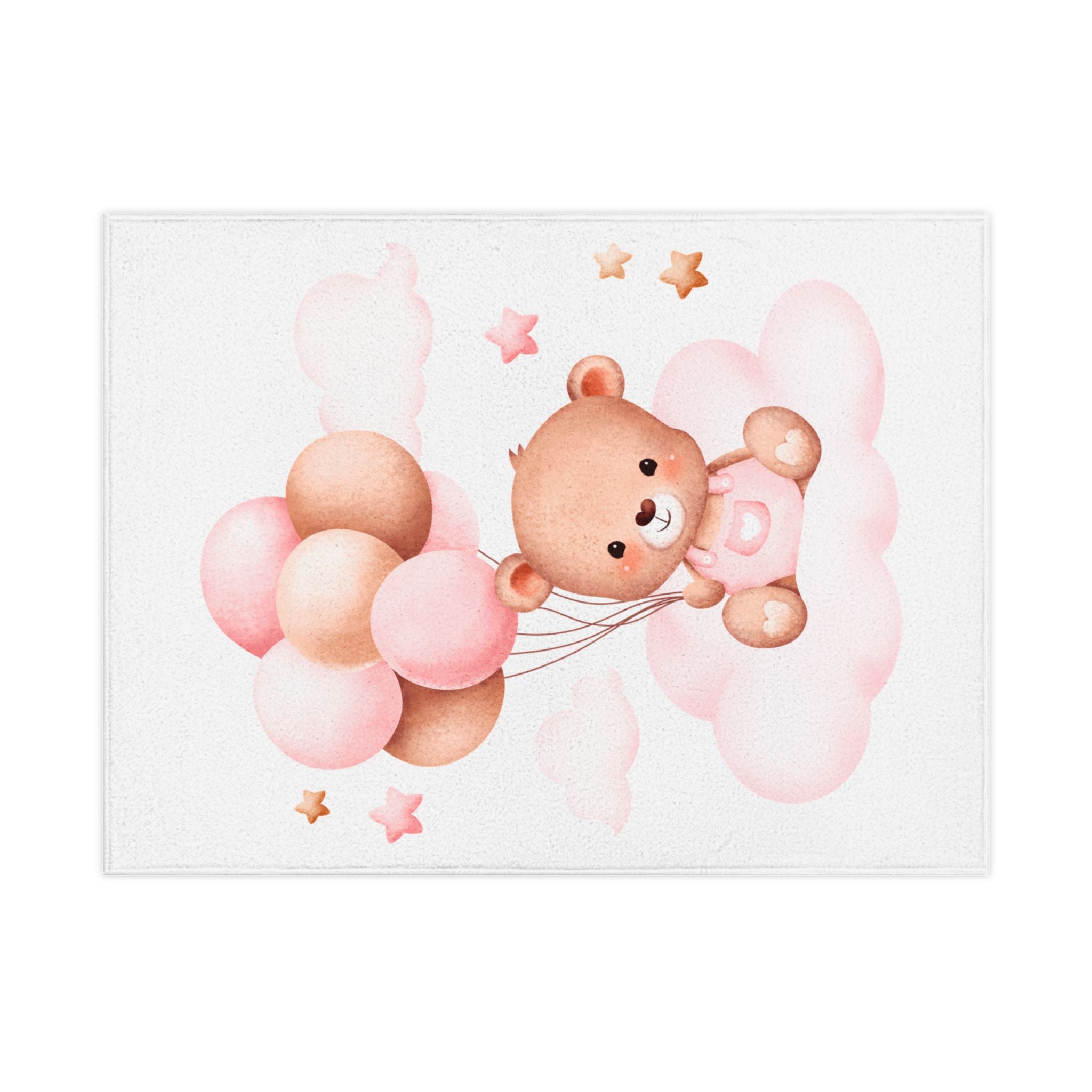 Pink Teddy Balloon Toddler Blanket — Soft Baby Shower & Nursery Throw