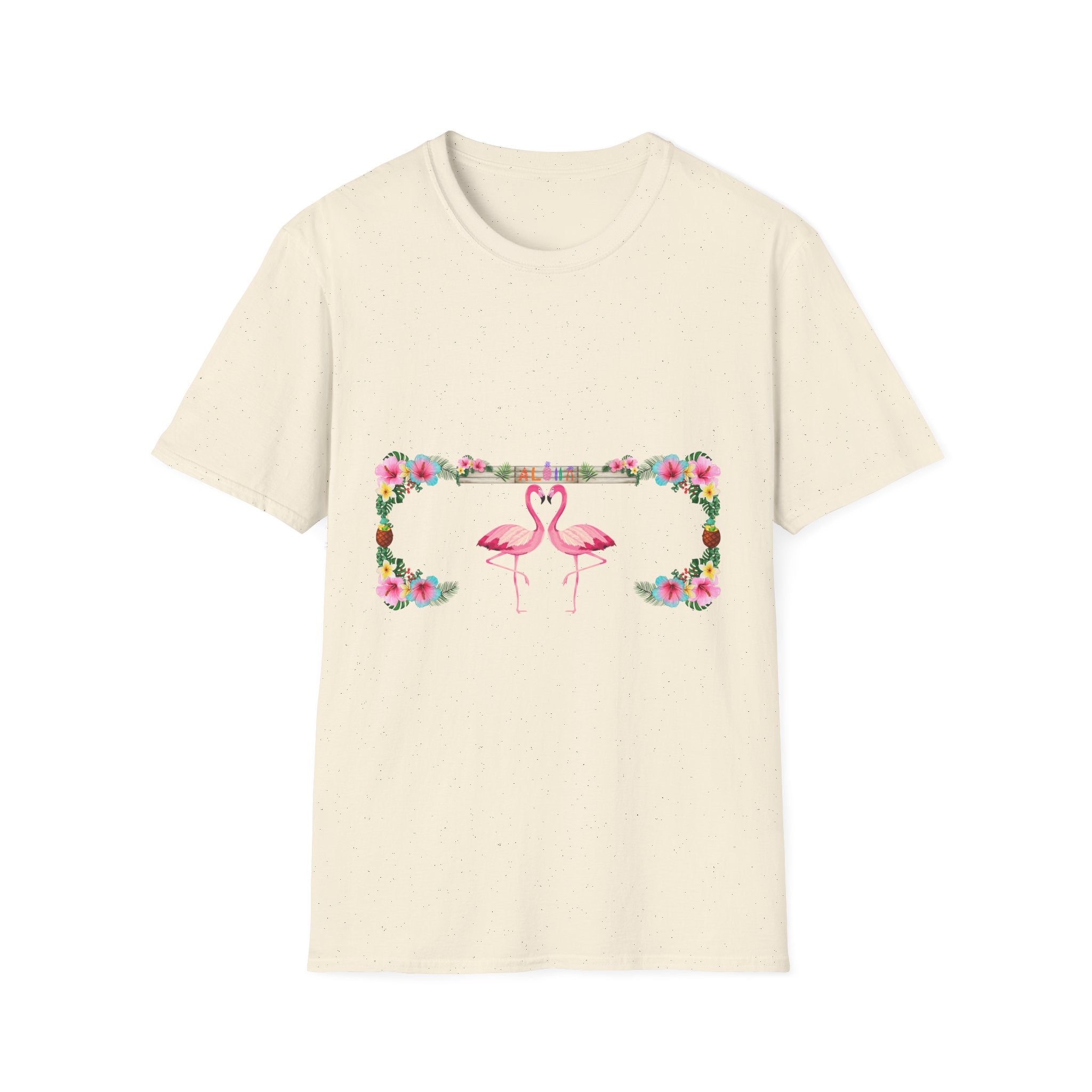 Flamingo Heart T-Shirt – Floral Romantic Couple Design