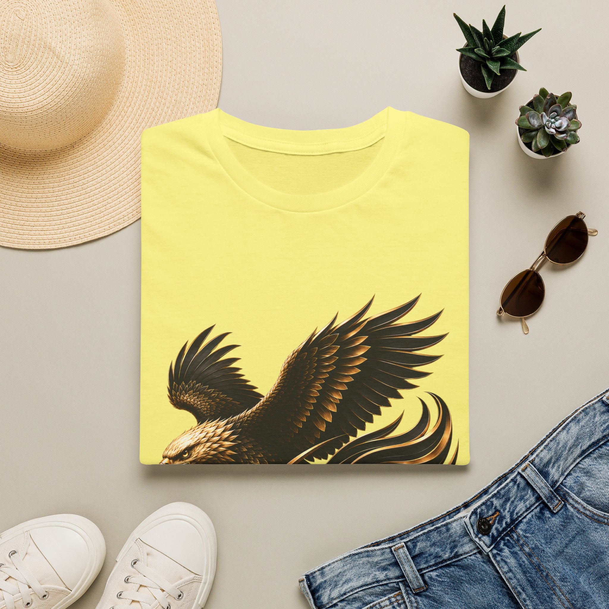 Eagle Arabic Omar Name Tee — Stylized Golden Eagle with 'عمر' Graphic