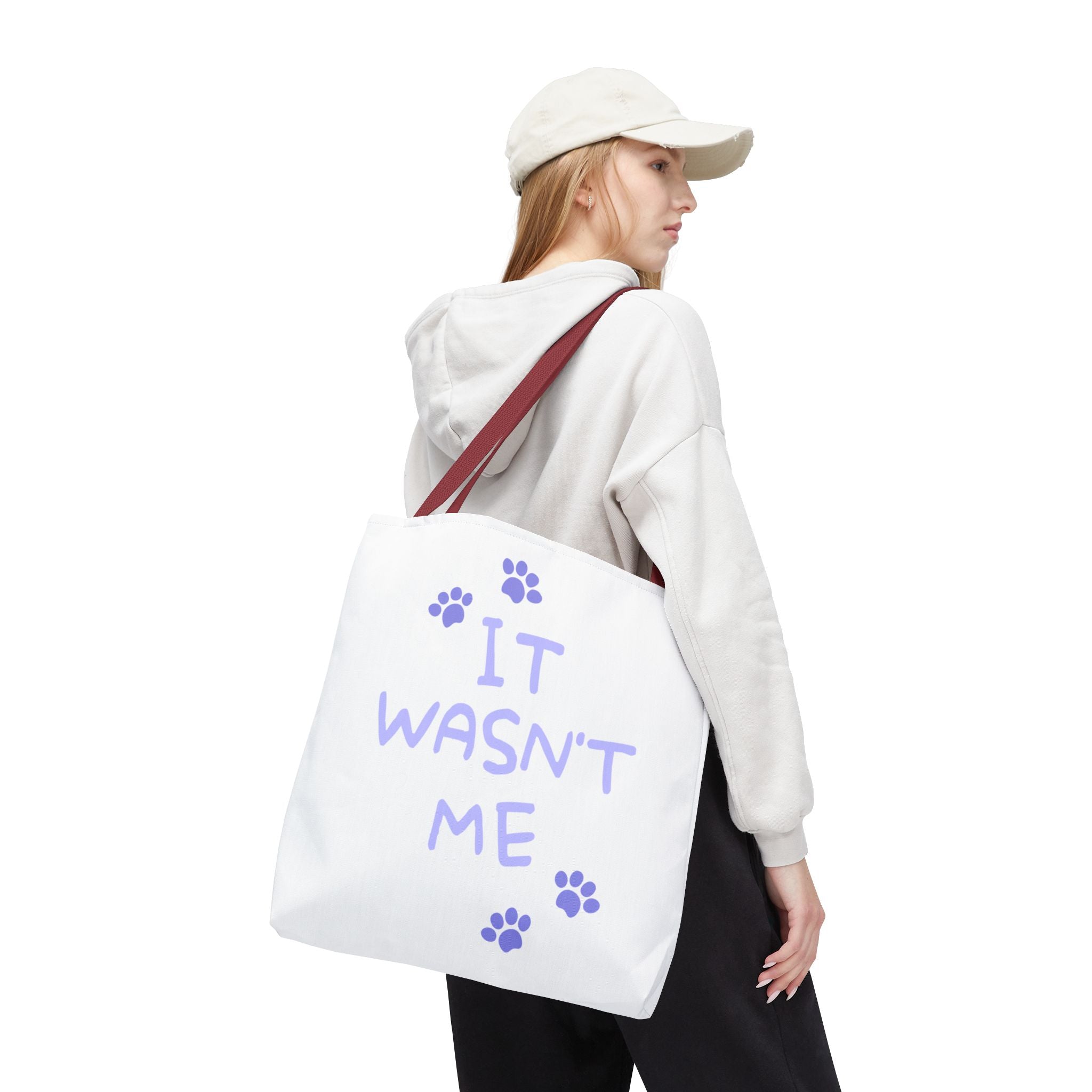 Cat Paw Print Tote — "It Wasn't Me" Funny Cat Tote Bag