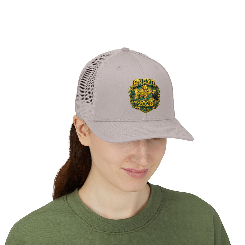Brazil  Vintage Patch Trucker Cap — Rustic 2026 Crest Snapback