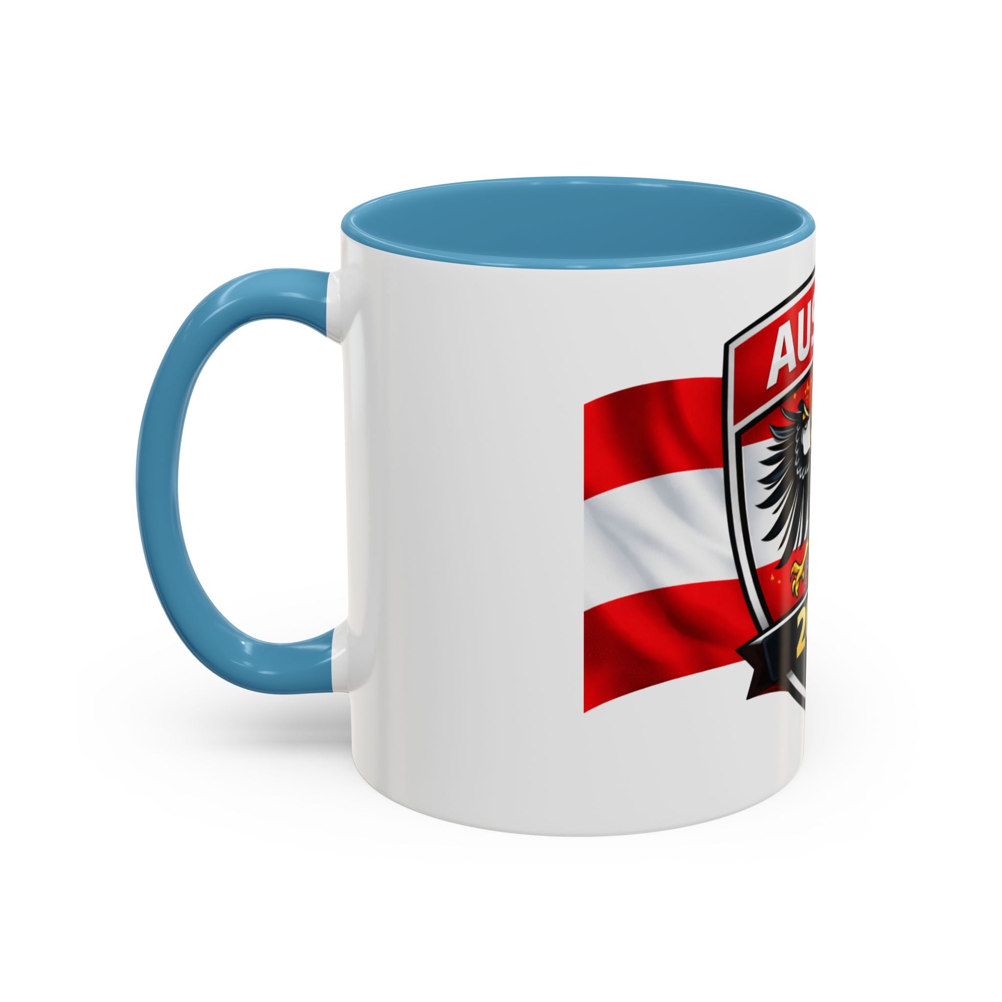 Austria 2026 Cup Coffee Mug – Austrian Flag & Trophy Accent Mug