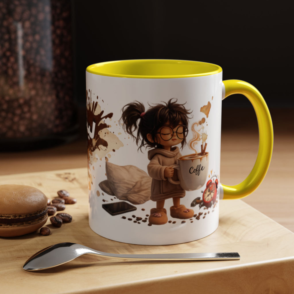 Cute Coffee Girl Accent Mug — Arabic Script Coffee Design (11/15oz)