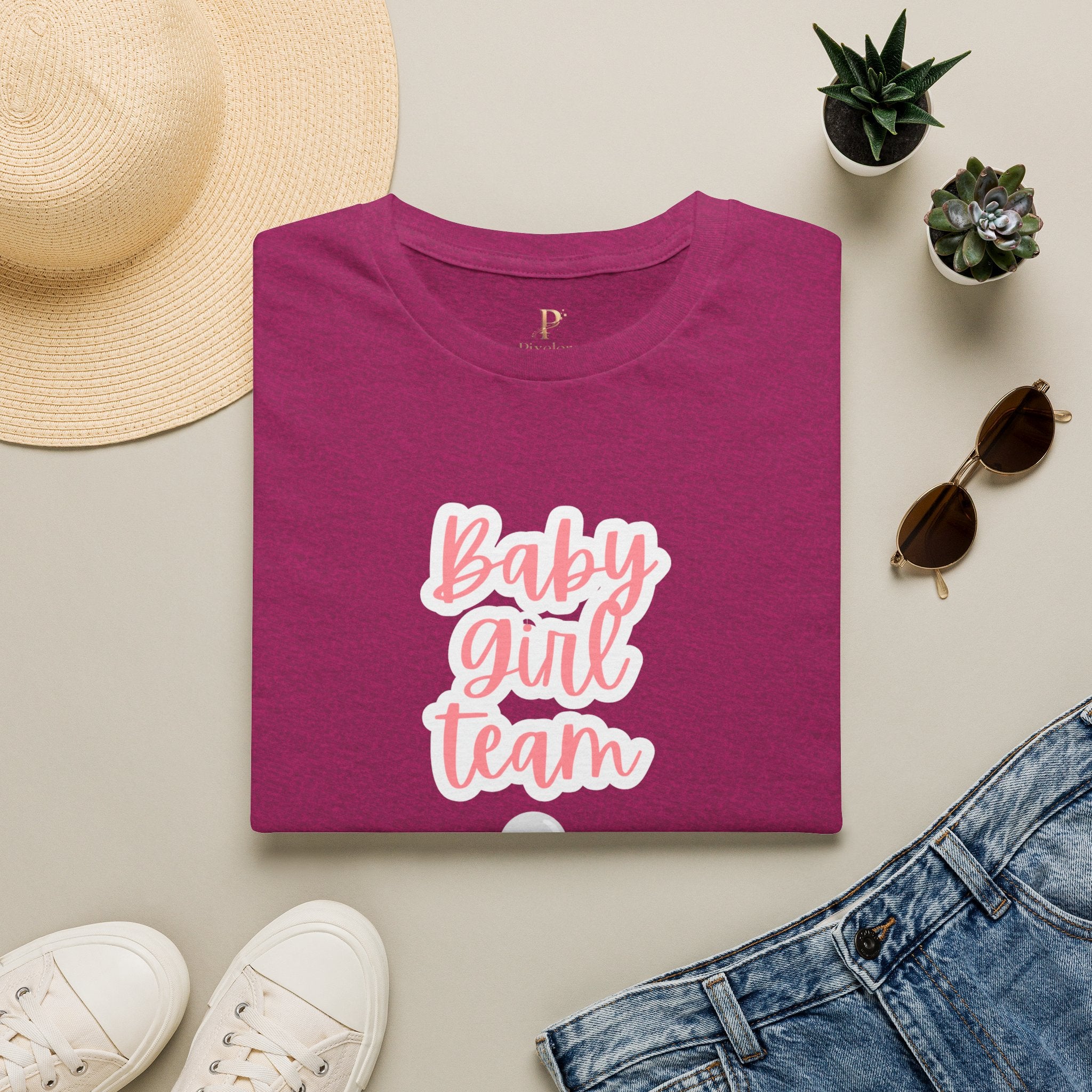 Baby Girl Team T‑Shirt — Pink Script Maternity & Newborn Celebration Tee