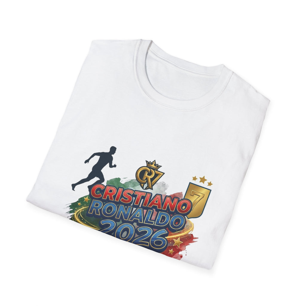 Cristiano Ronaldo 2025 Soccer Fan T-Shirt — Bold Gold Lettering Graphic Tee