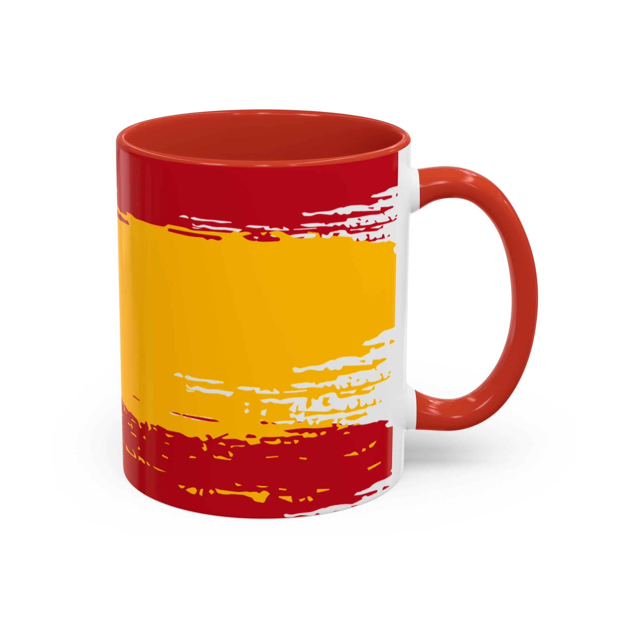 Spanish Flag Accent Coffee Mug – Bold Red & Gold Brushstroke Ceramic Mug