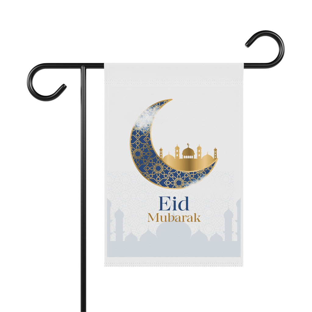 Eid Mubarak Crescent Garden Flag — Decorative Ramadan House Banner
