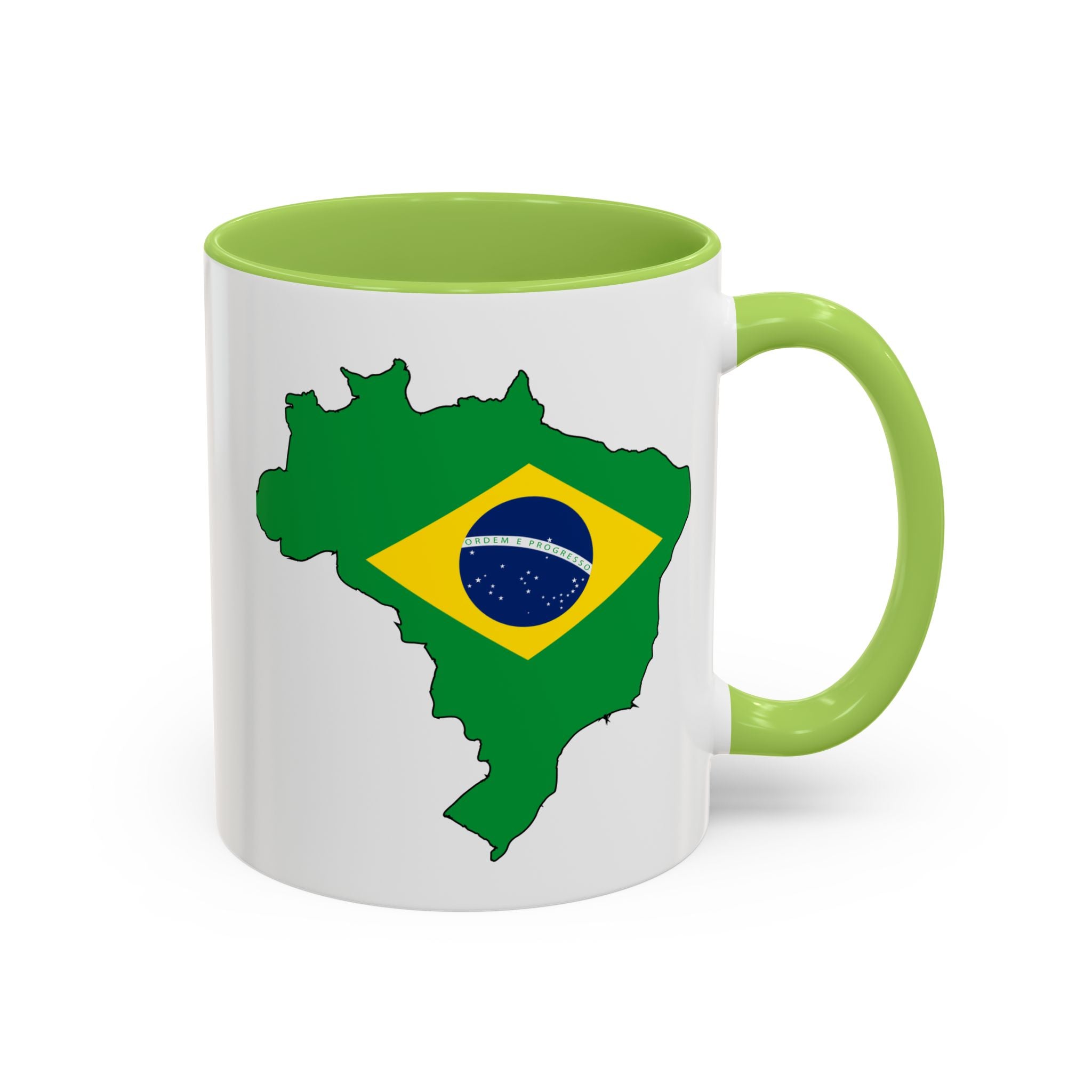 Brazil Map Coffee Mug — Brazilian Flag Accent 11/15oz