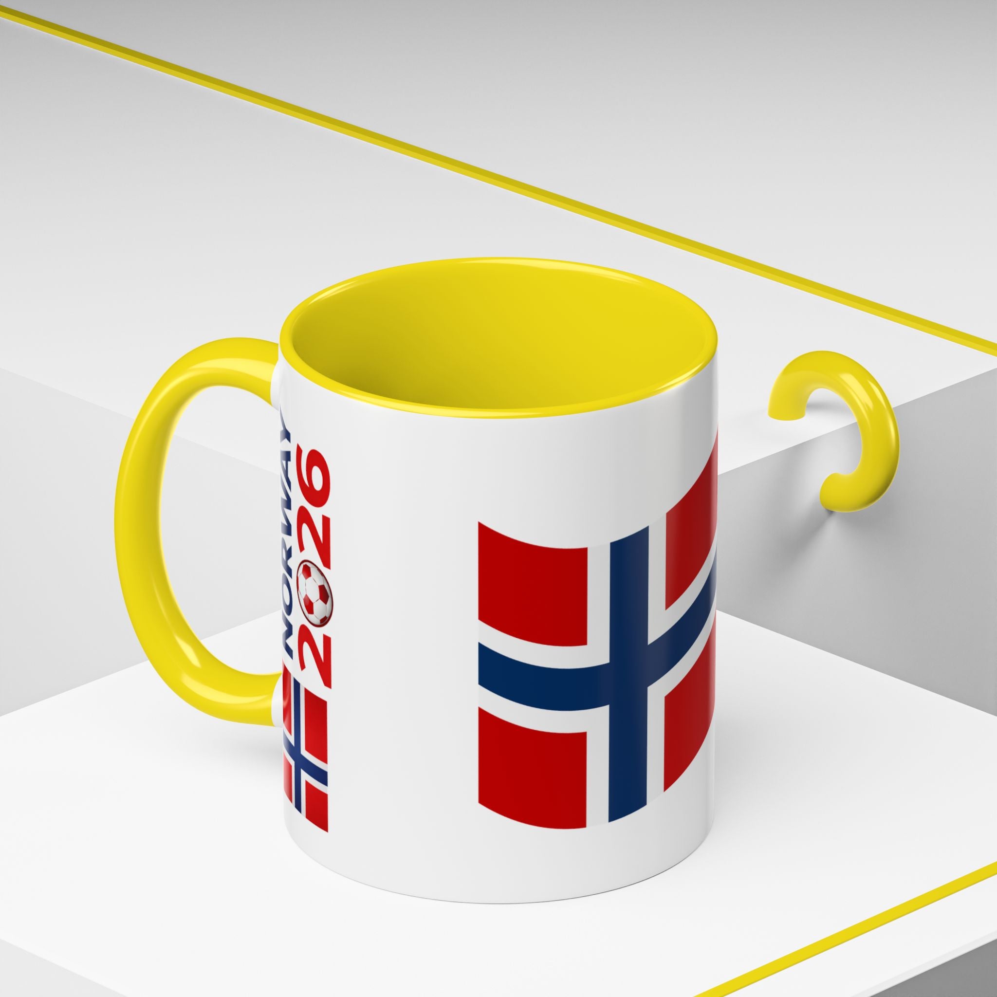 Norway Flag Accent Coffee Mug – Norway 2026 Soccer Fan Ceramic Mug (11/15oz)